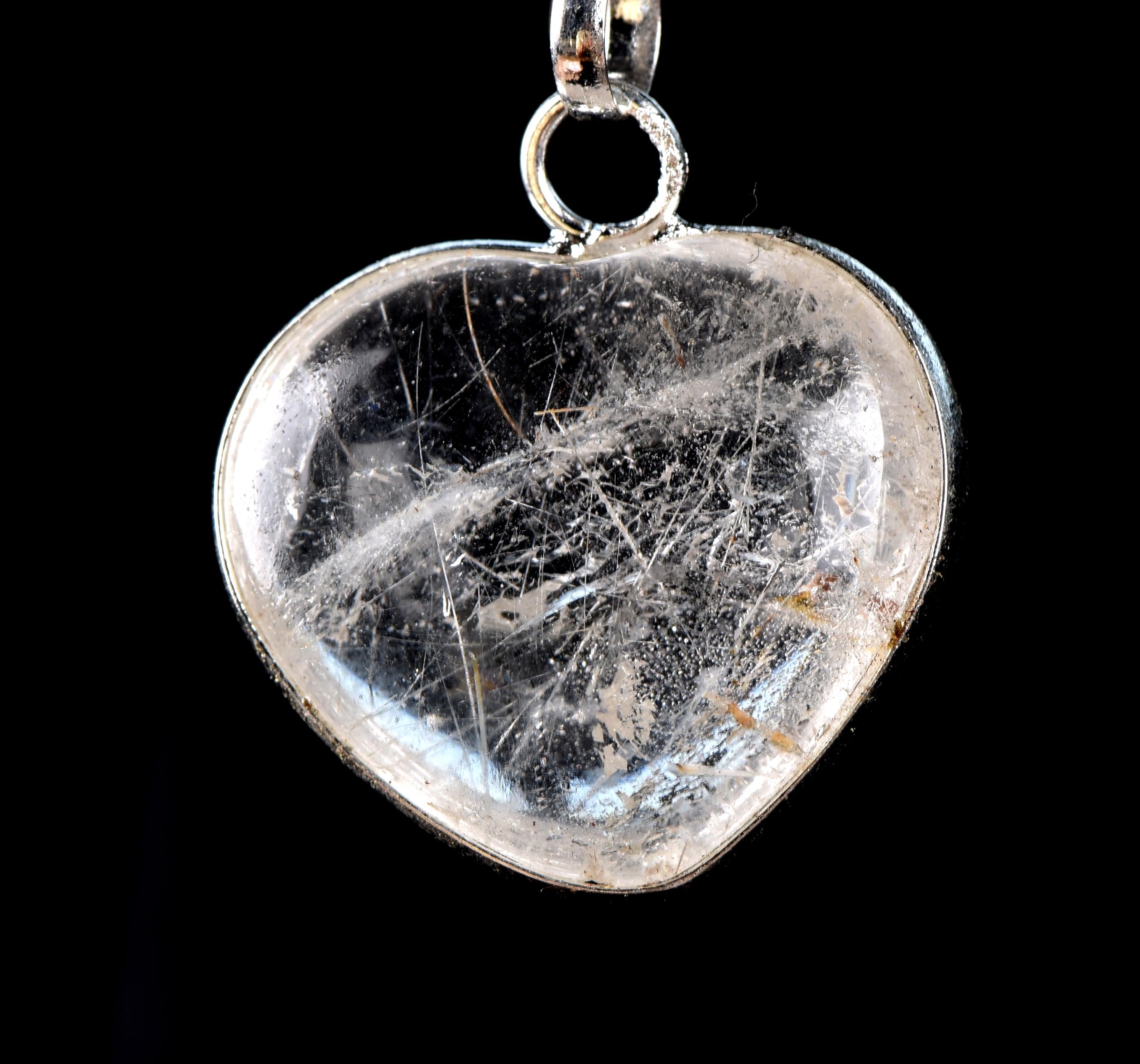 satyaloka golden ,silver mystic rutile  heart  cleans aura,scrying,spiritual inspiration pendant  #7757