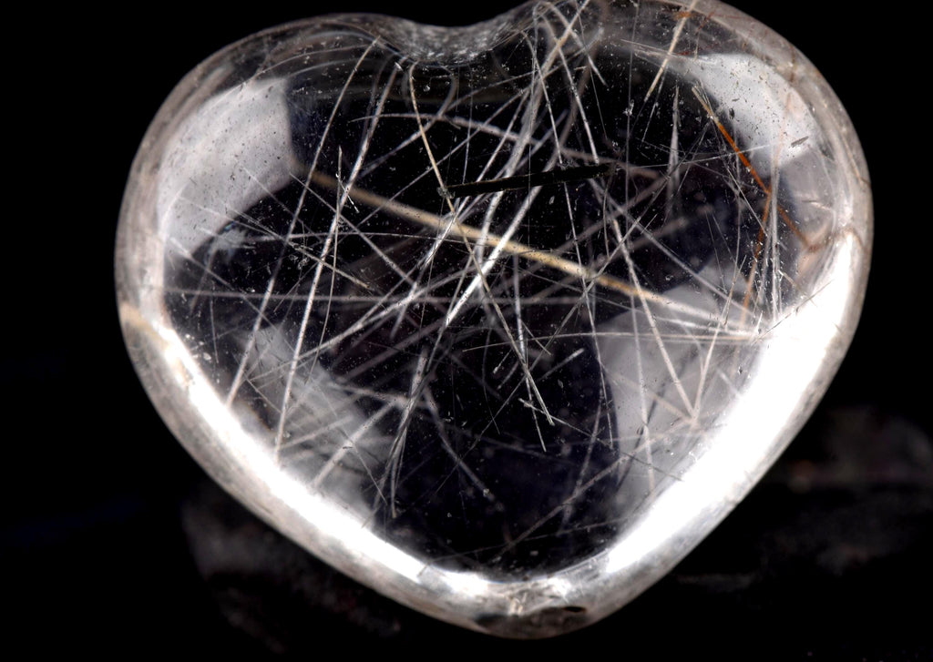 satyaloka golden ,silver black  mystic rutile  heart  cleans aura,scrying,spiritual inspiration #7658
