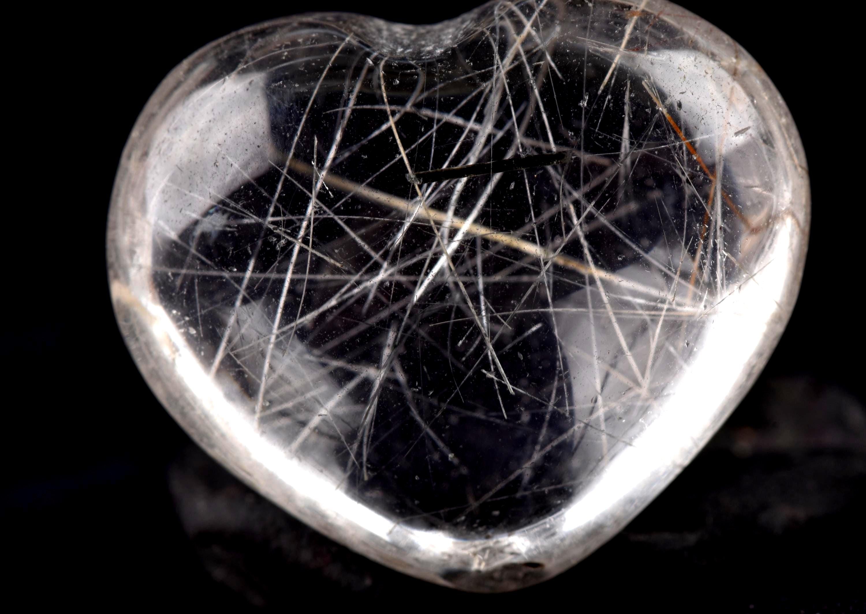 satyaloka golden ,silver black  mystic rutile  heart  cleans aura,scrying,spiritual inspiration #7658