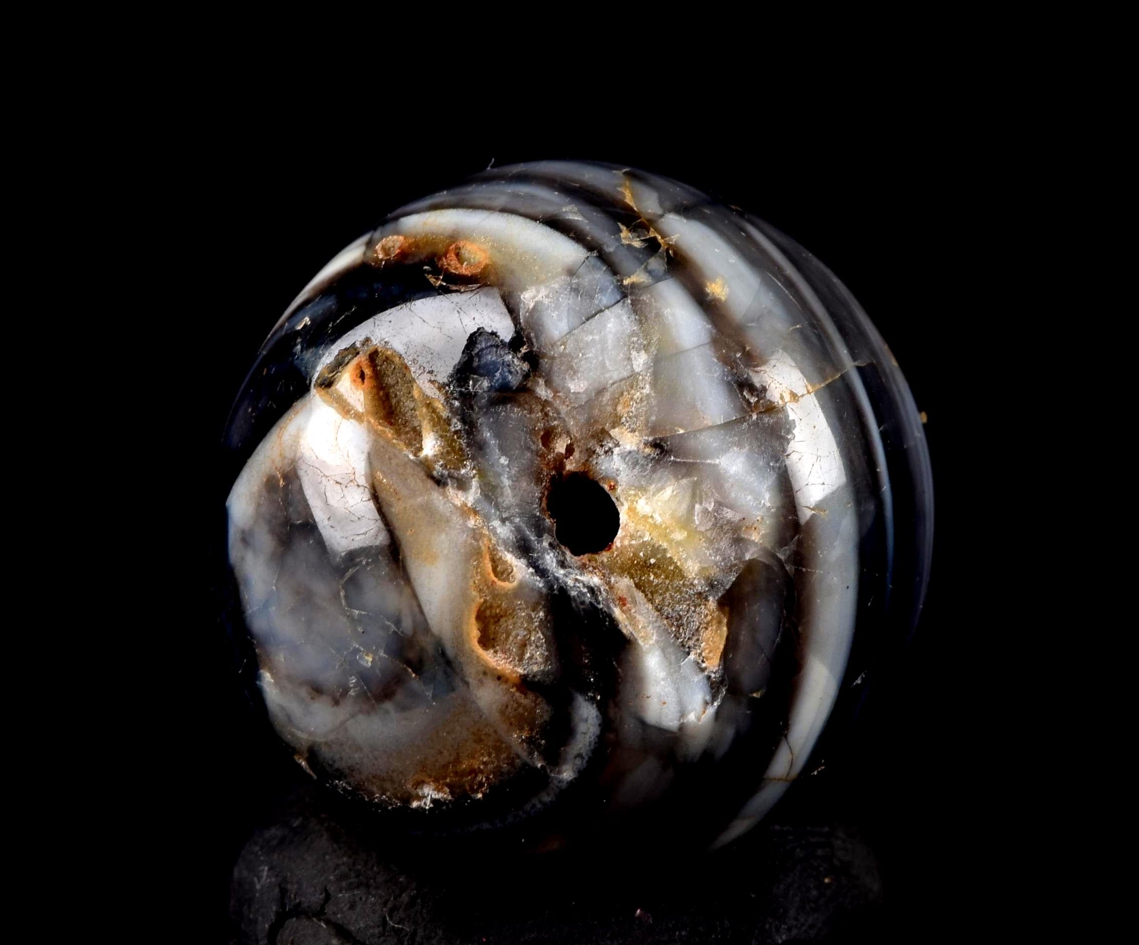 Mystic Sulemani  stone bead  bhaisajyaguru soloman stone evil eye shaman protection reach patina  #7664