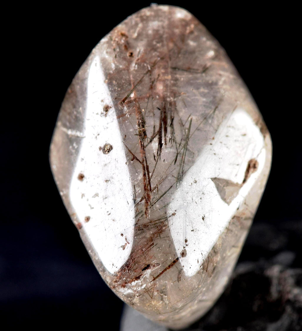 Black/brown rutile in Quartz tumble bringing emotional stability # 7320