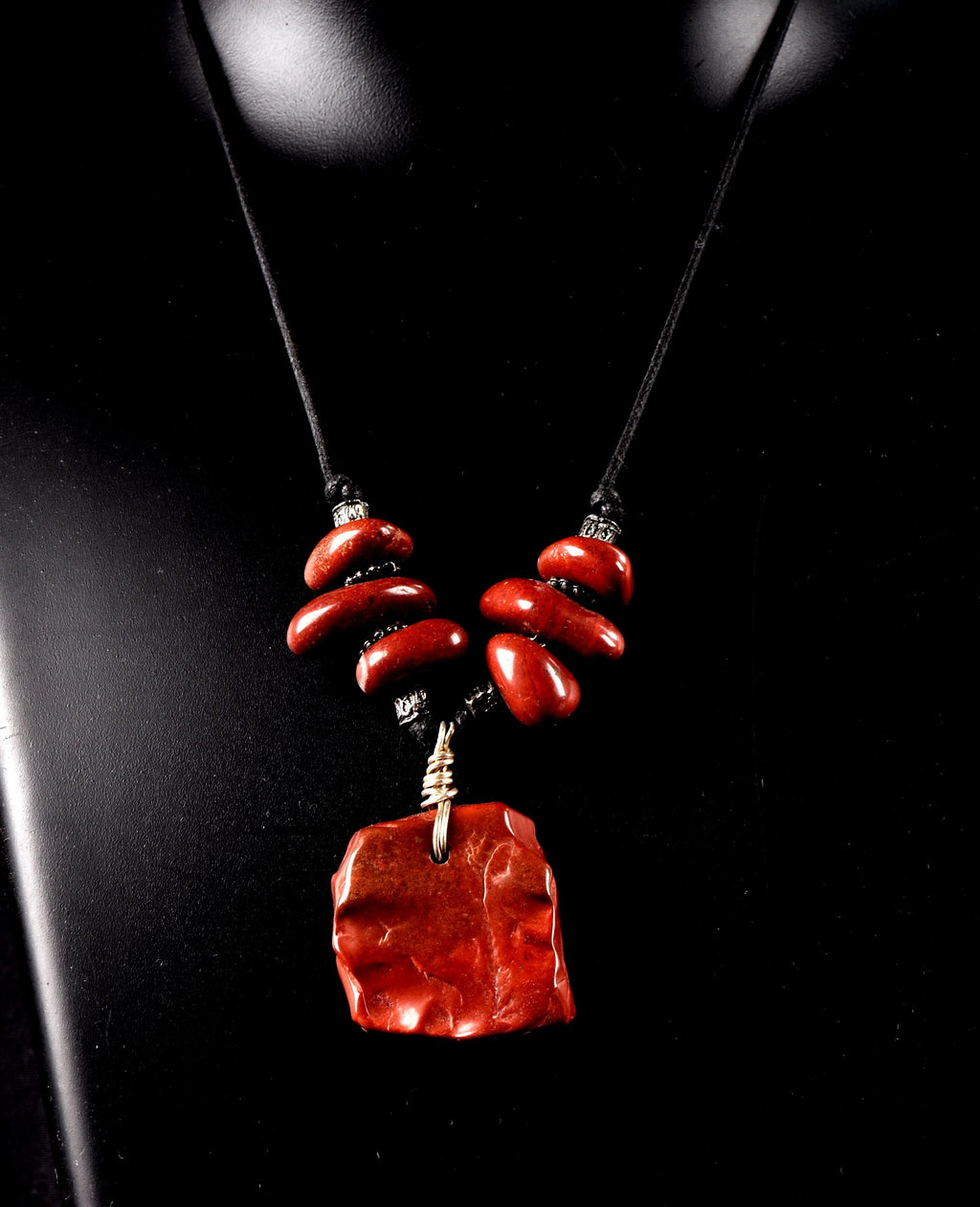Red jasper necklace transmuting emotional, mental and physical pain,   7707
