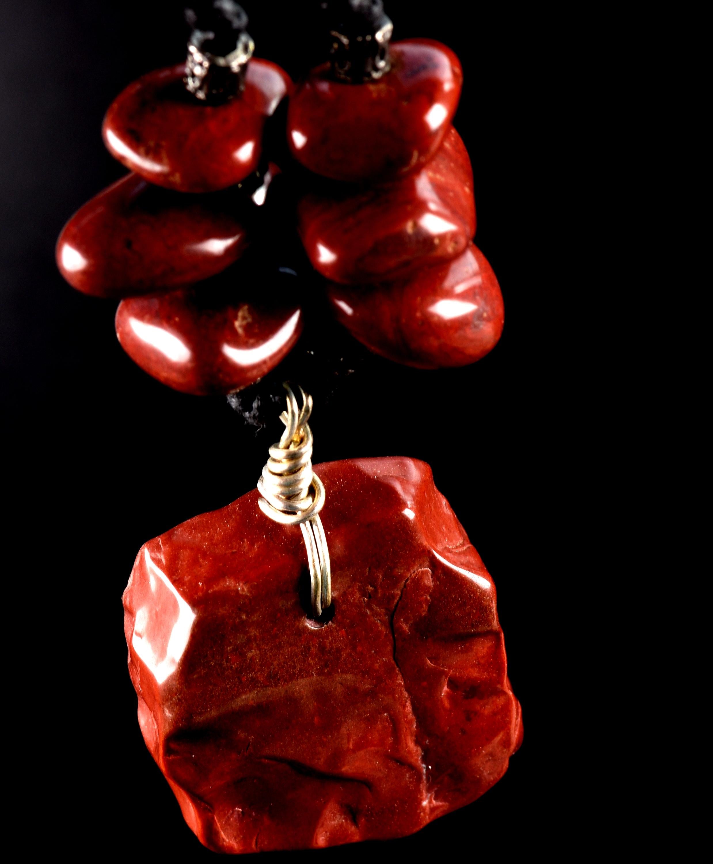 Red jasper necklace transmuting emotional, mental and physical pain,   7707