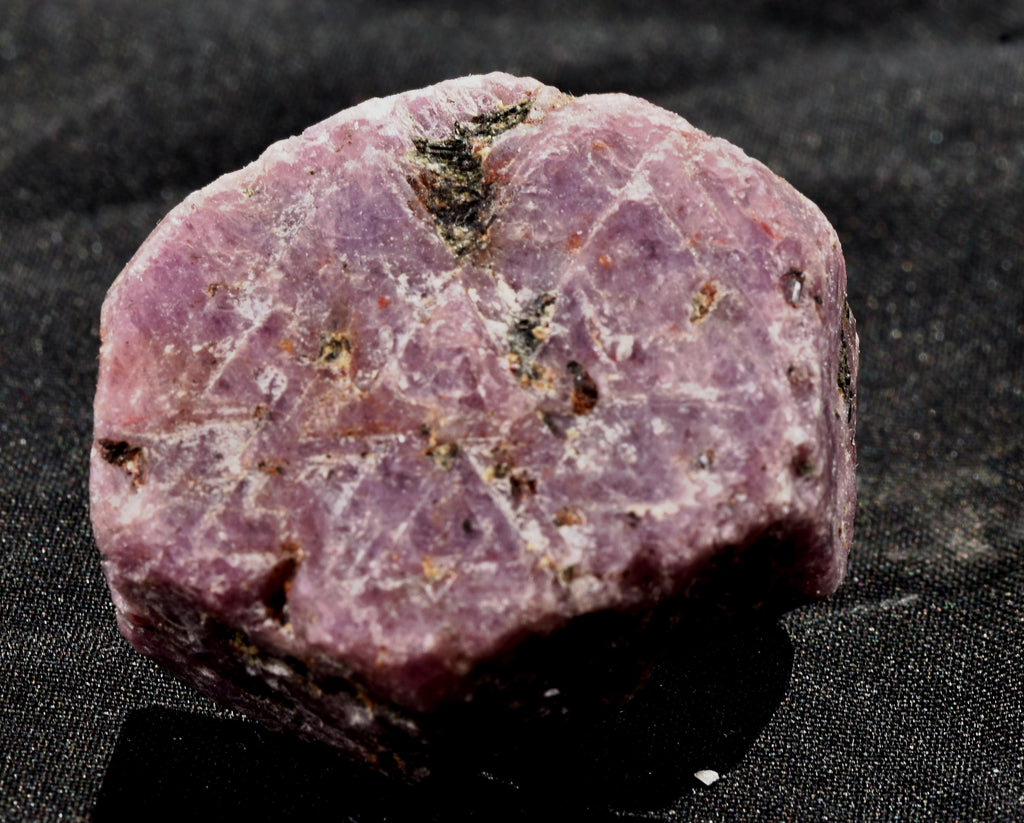 Ruby hexagonal corundum record keeper with black tourmaline in natural form #7410