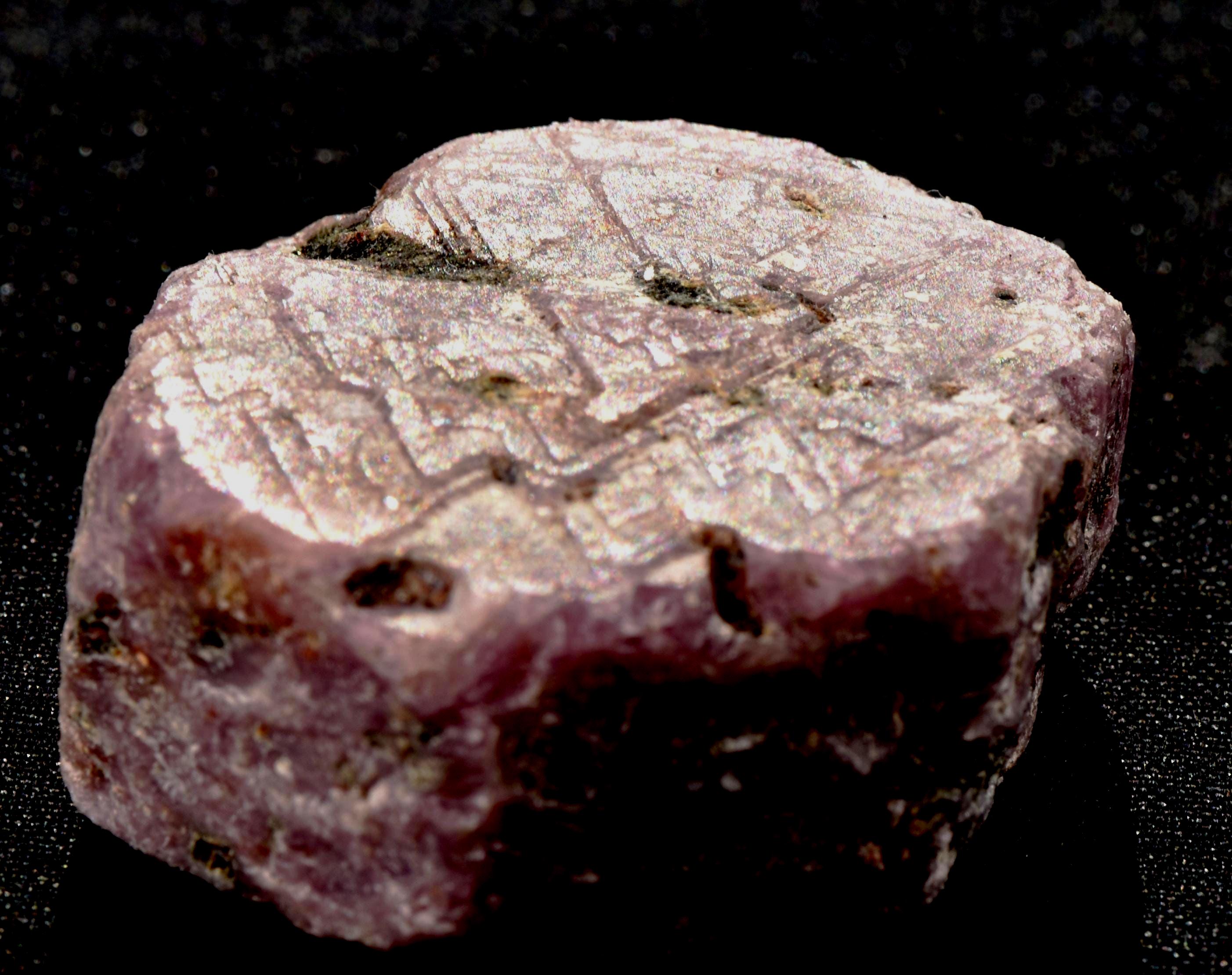 Ruby hexagonal corundum record keeper with black tourmaline in natural form #7410