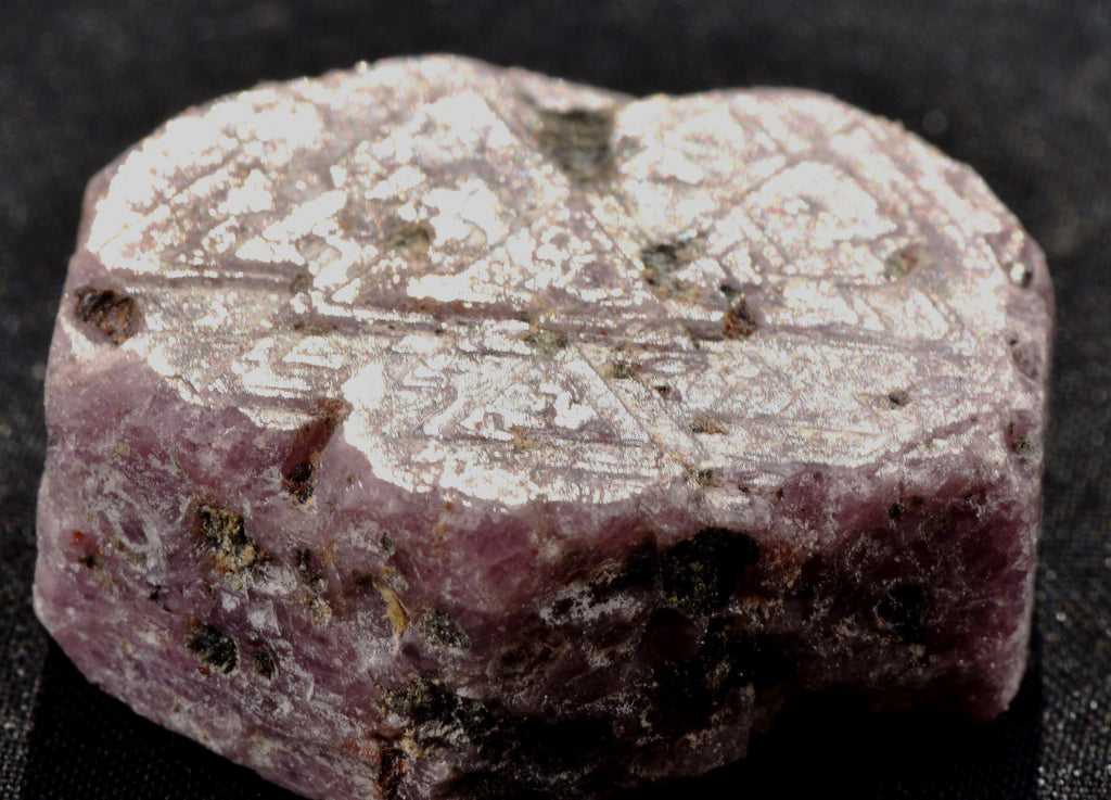 Ruby hexagonal corundum record keeper with black tourmaline in natural form #7410