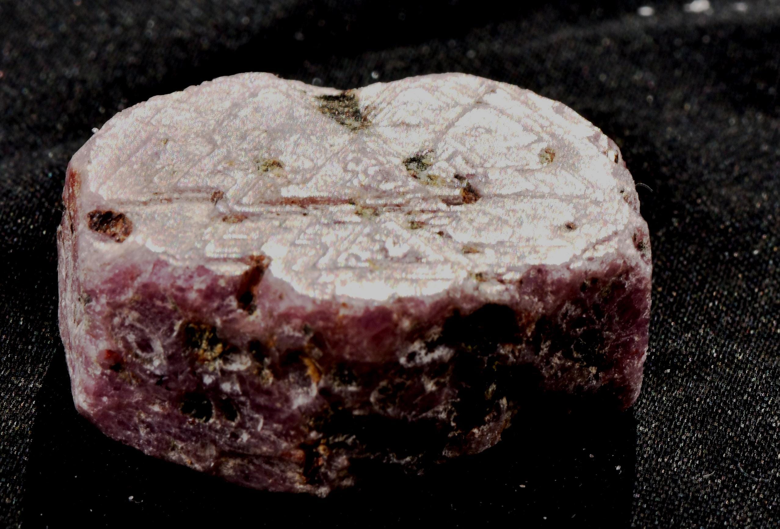 Ruby hexagonal corundum record keeper with black tourmaline in natural form #7410
