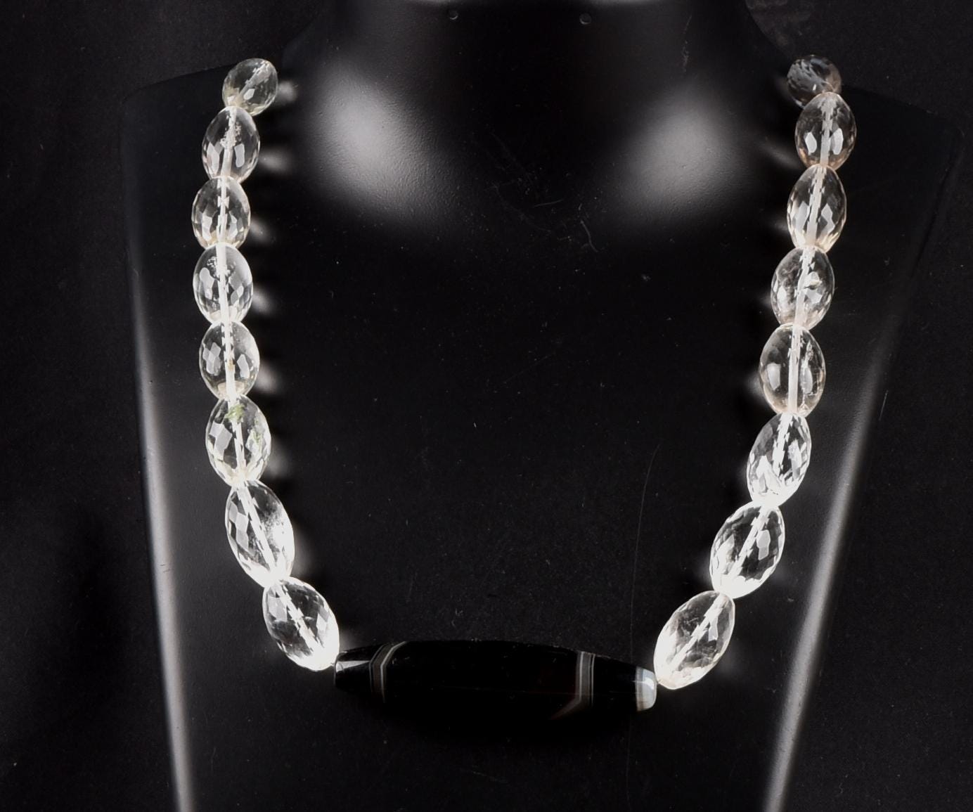 Satyaloka faceted   necklace with dzi,sulemani center bead  synergy 12  #7771