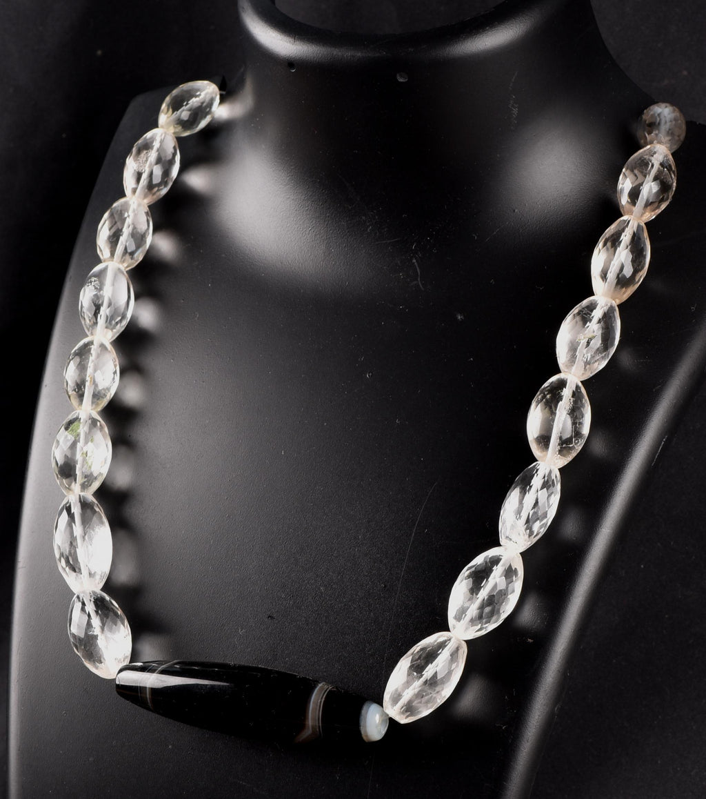 Satyaloka faceted   necklace with dzi,sulemani center bead  synergy 12  #7771