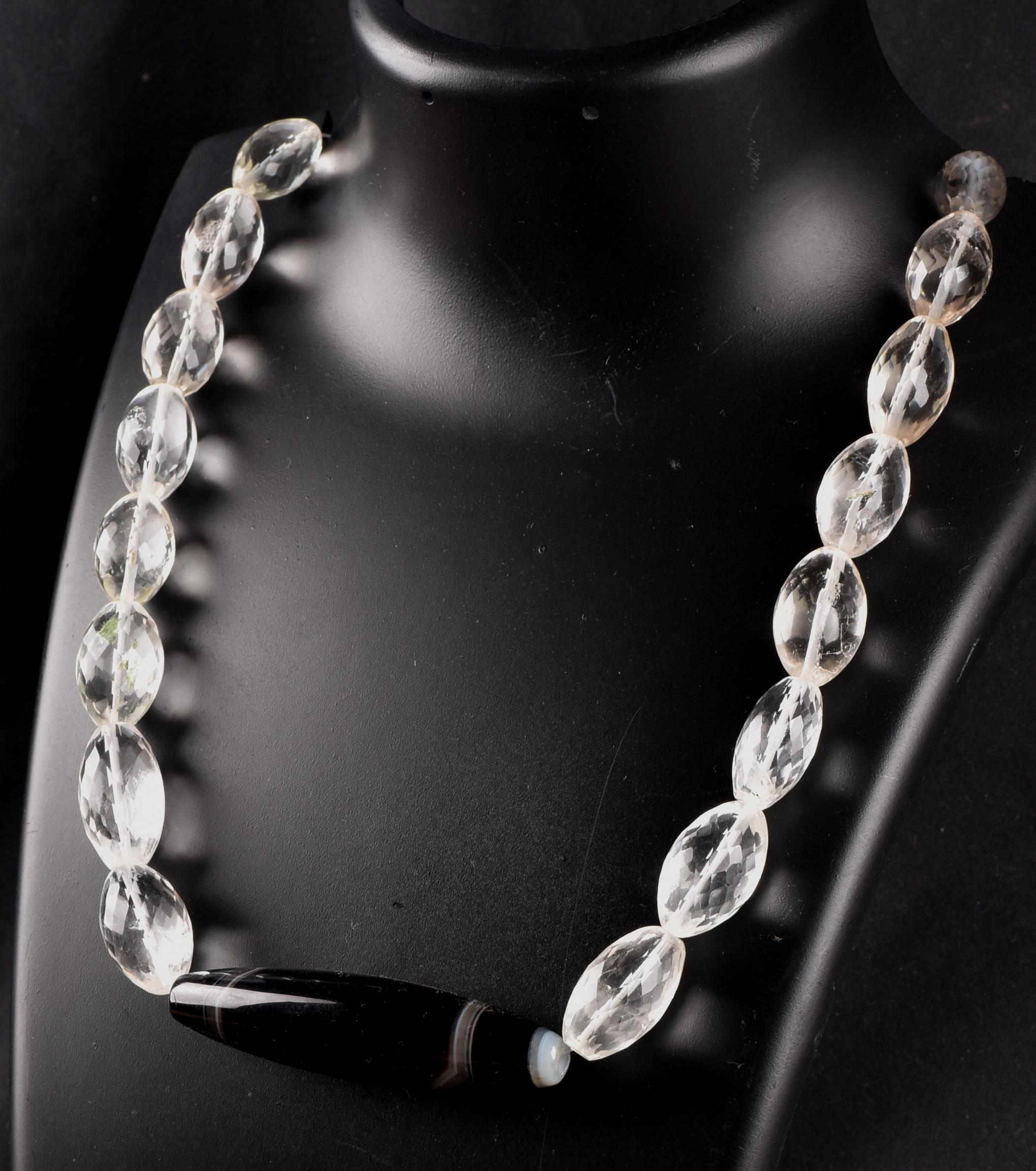 Satyaloka faceted   necklace with dzi,sulemani center bead  synergy 12  #7771