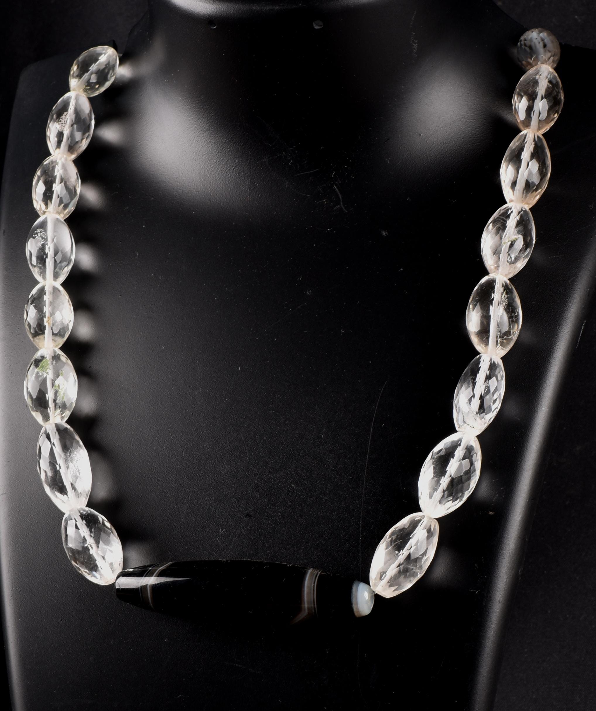 Satyaloka faceted   necklace with dzi,sulemani center bead  synergy 12  #7771
