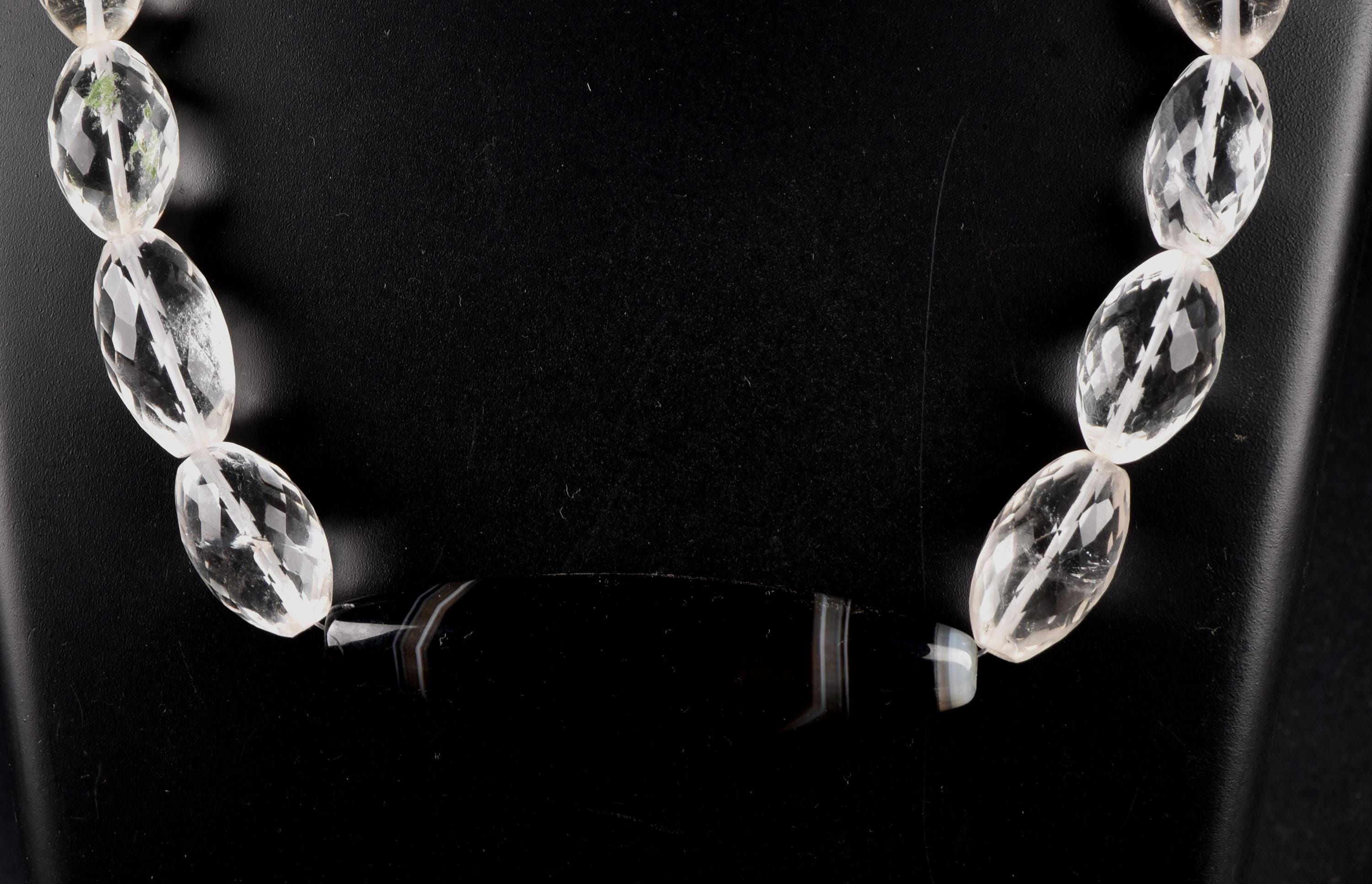 Satyaloka faceted   necklace with dzi,sulemani center bead  synergy 12  #7771