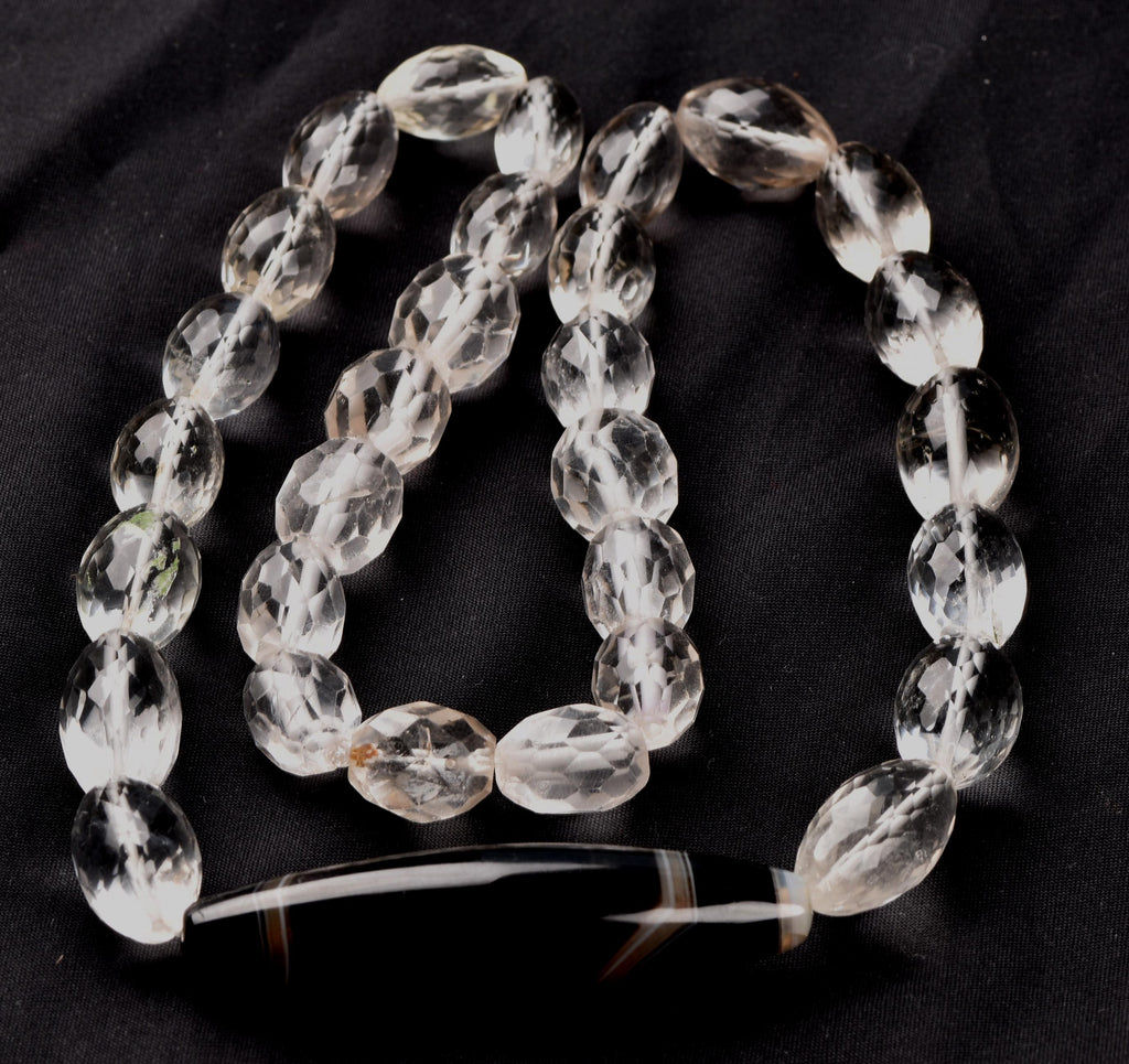 Satyaloka faceted   necklace with dzi,sulemani center bead  synergy 12  #7771