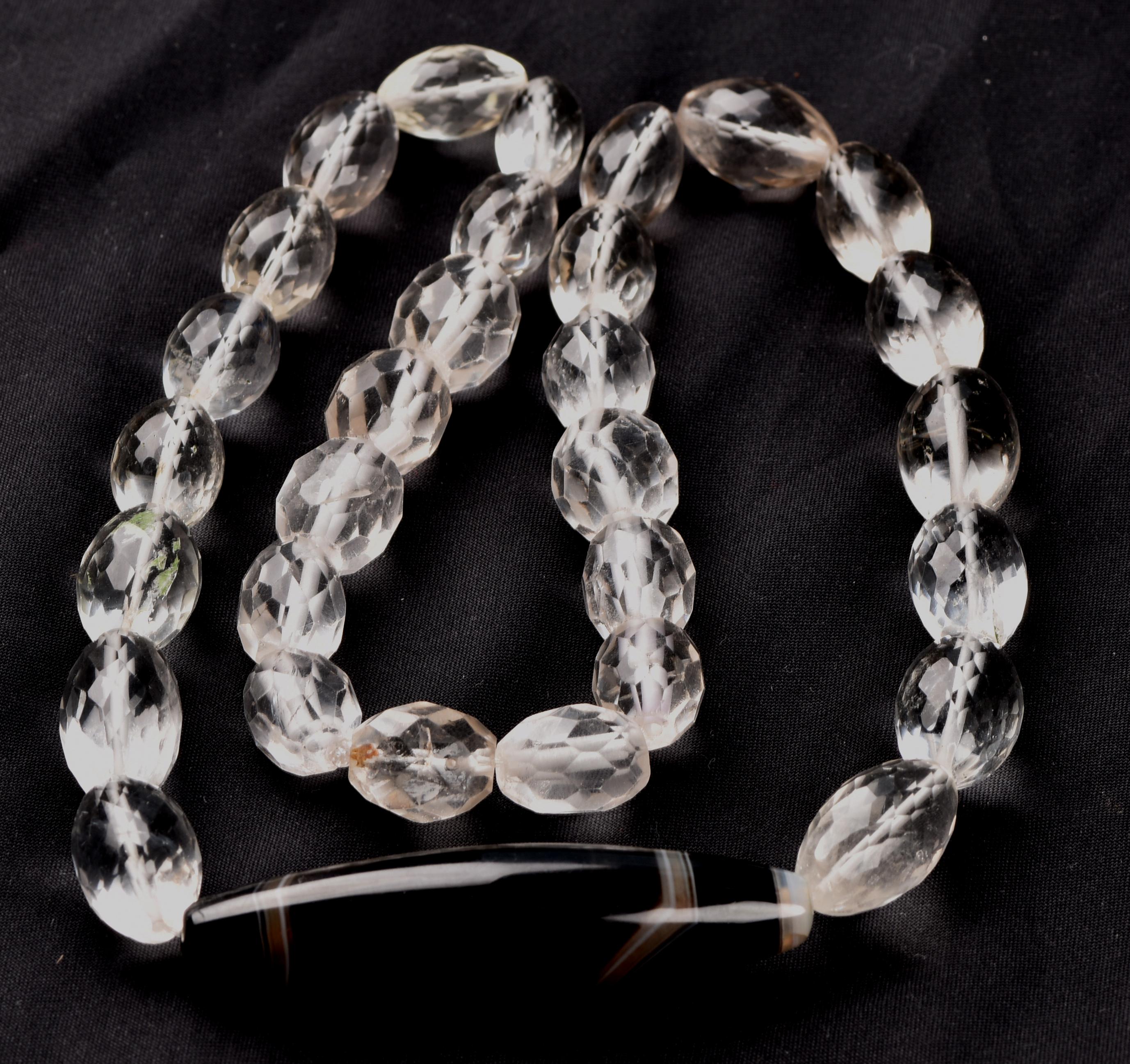 Satyaloka faceted   necklace with dzi,sulemani center bead  synergy 12  #7771