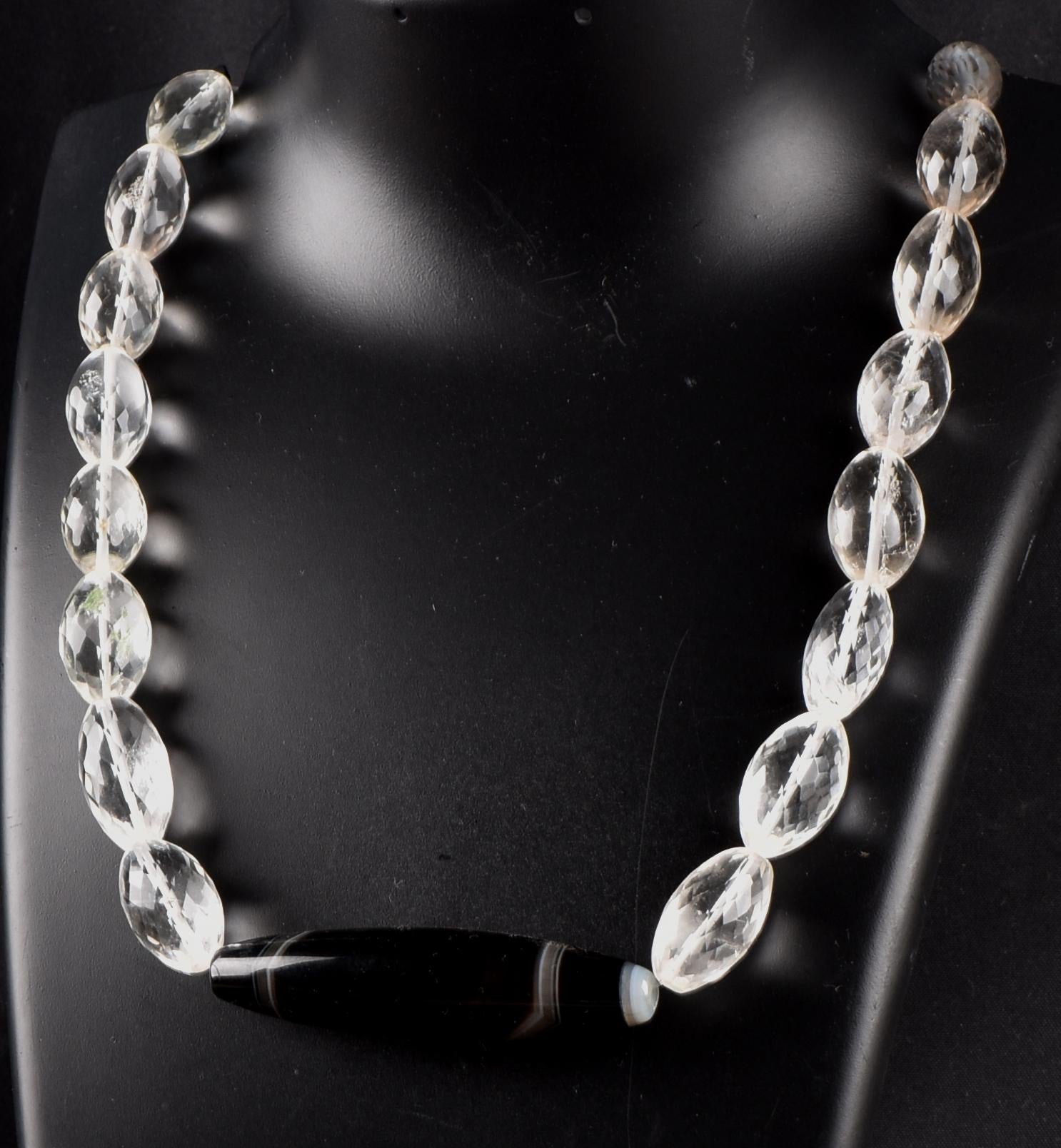Satyaloka faceted   necklace with dzi,sulemani center bead  synergy 12  #7771