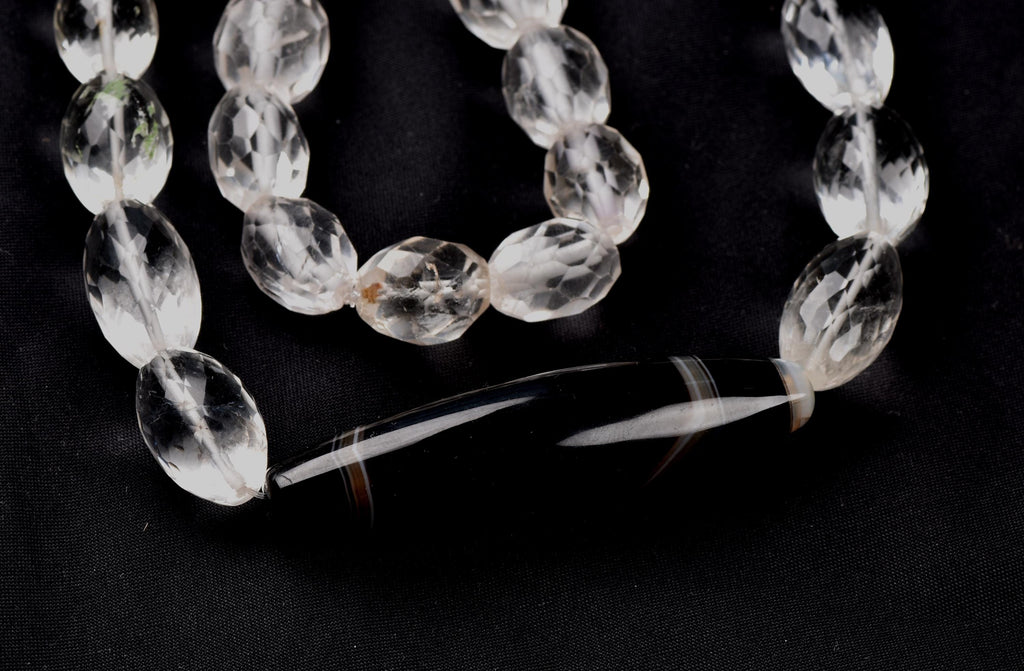 Satyaloka faceted   necklace with dzi,sulemani center bead  synergy 12  #7771