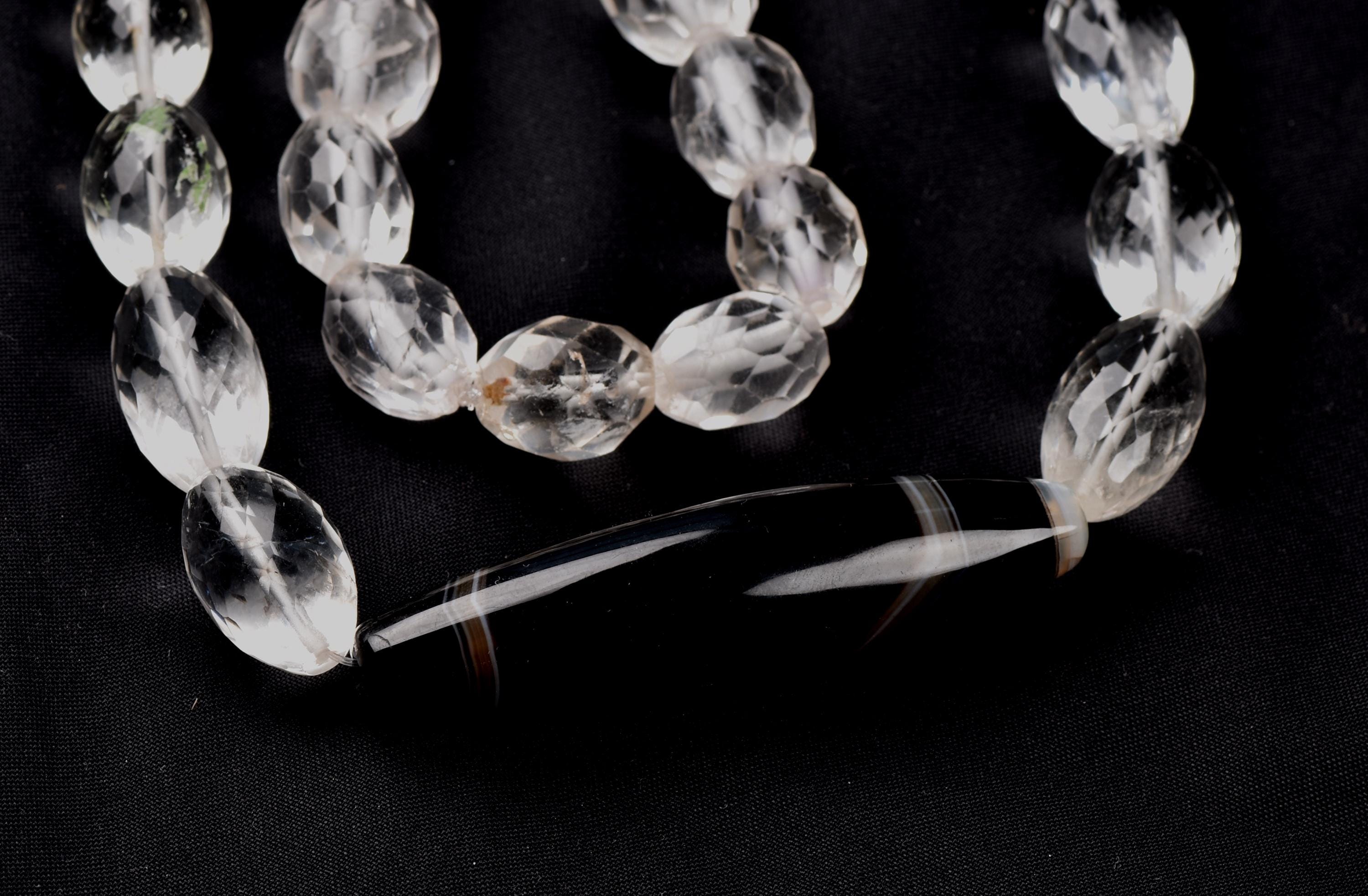 Satyaloka faceted   necklace with dzi,sulemani center bead  synergy 12  #7771