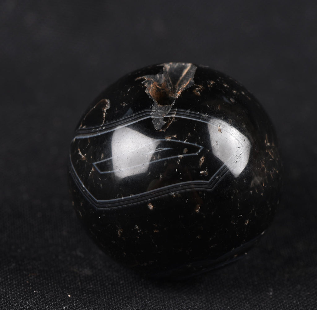 Mystic old  black Sulemani  stone/dzi bead / bhaisajyaguru  shaman ''eye of horus'' protection reach patina  #7815