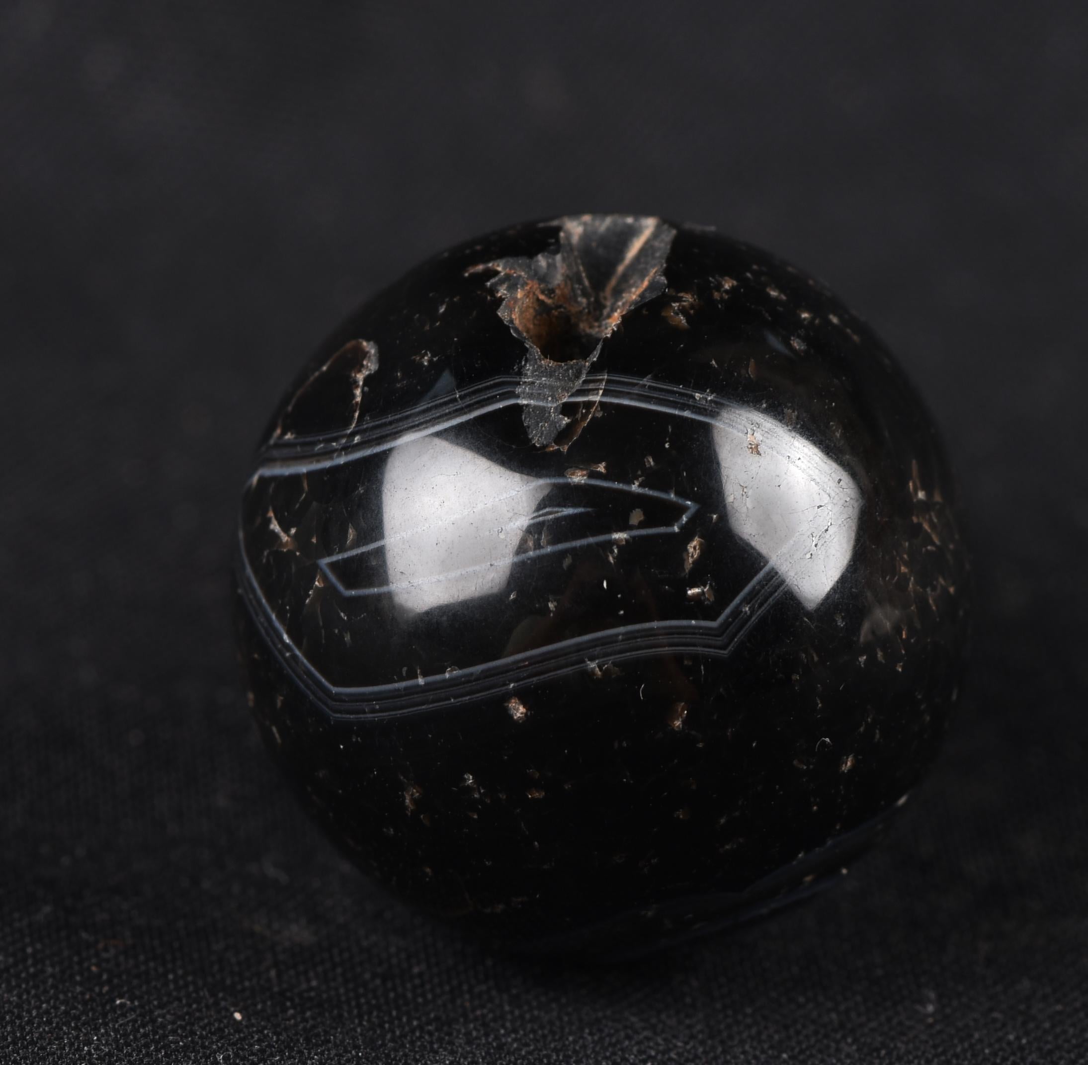 Mystic old  black Sulemani  stone/dzi bead / bhaisajyaguru  shaman ''eye of horus'' protection reach patina  #7815