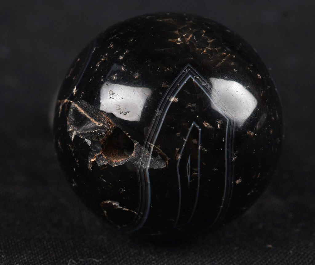 Mystic old  black Sulemani  stone/dzi bead / bhaisajyaguru  shaman ''eye of horus'' protection reach patina  #7815