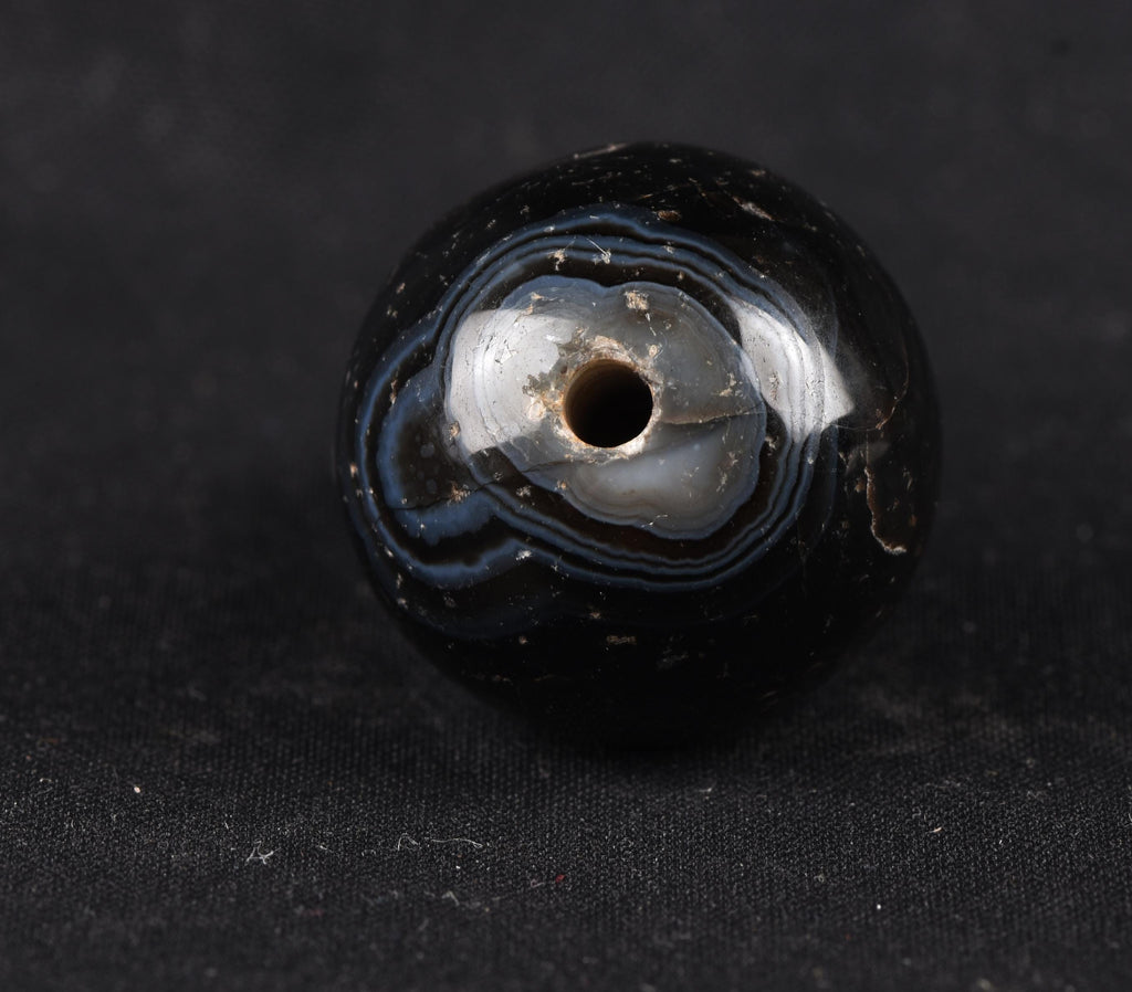 Mystic old  black Sulemani  stone/dzi bead / bhaisajyaguru  shaman ''eye of horus'' protection reach patina  #7815
