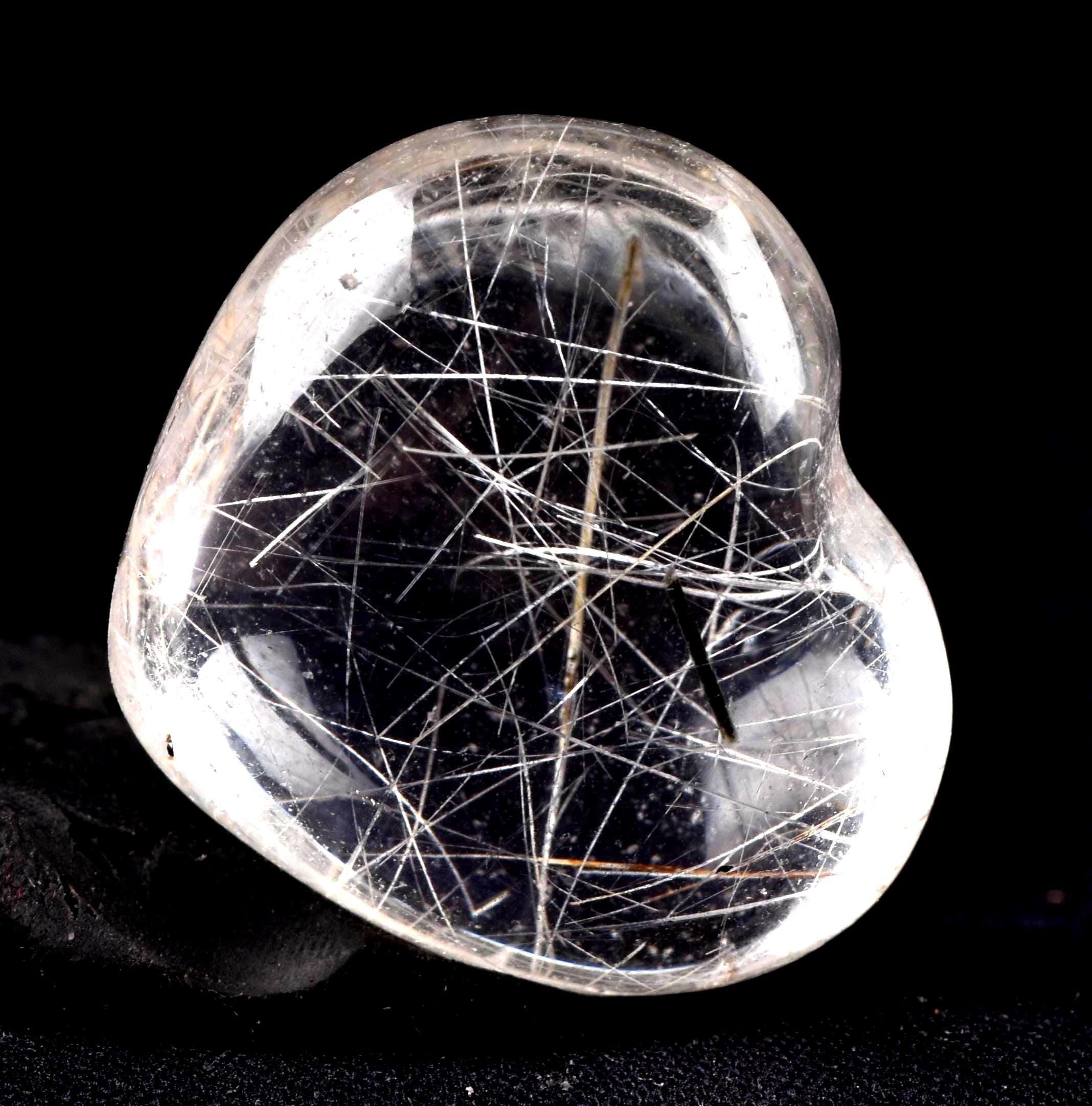satyaloka golden ,silver black  mystic rutile  heart  cleans aura,scrying,spiritual inspiration #7658