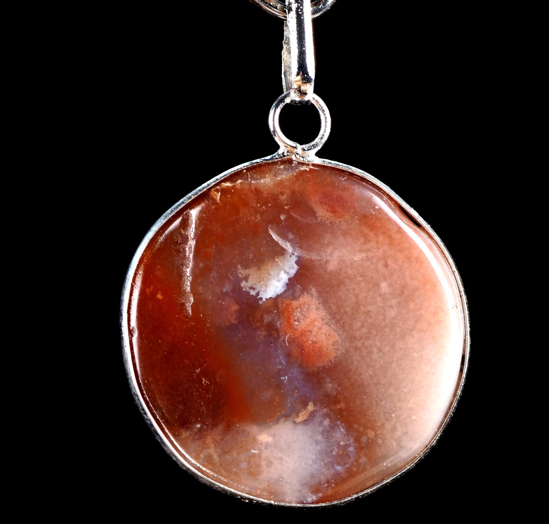 Rare old Mystic Carnelian natural  pendant  for strength courage creativity #7744