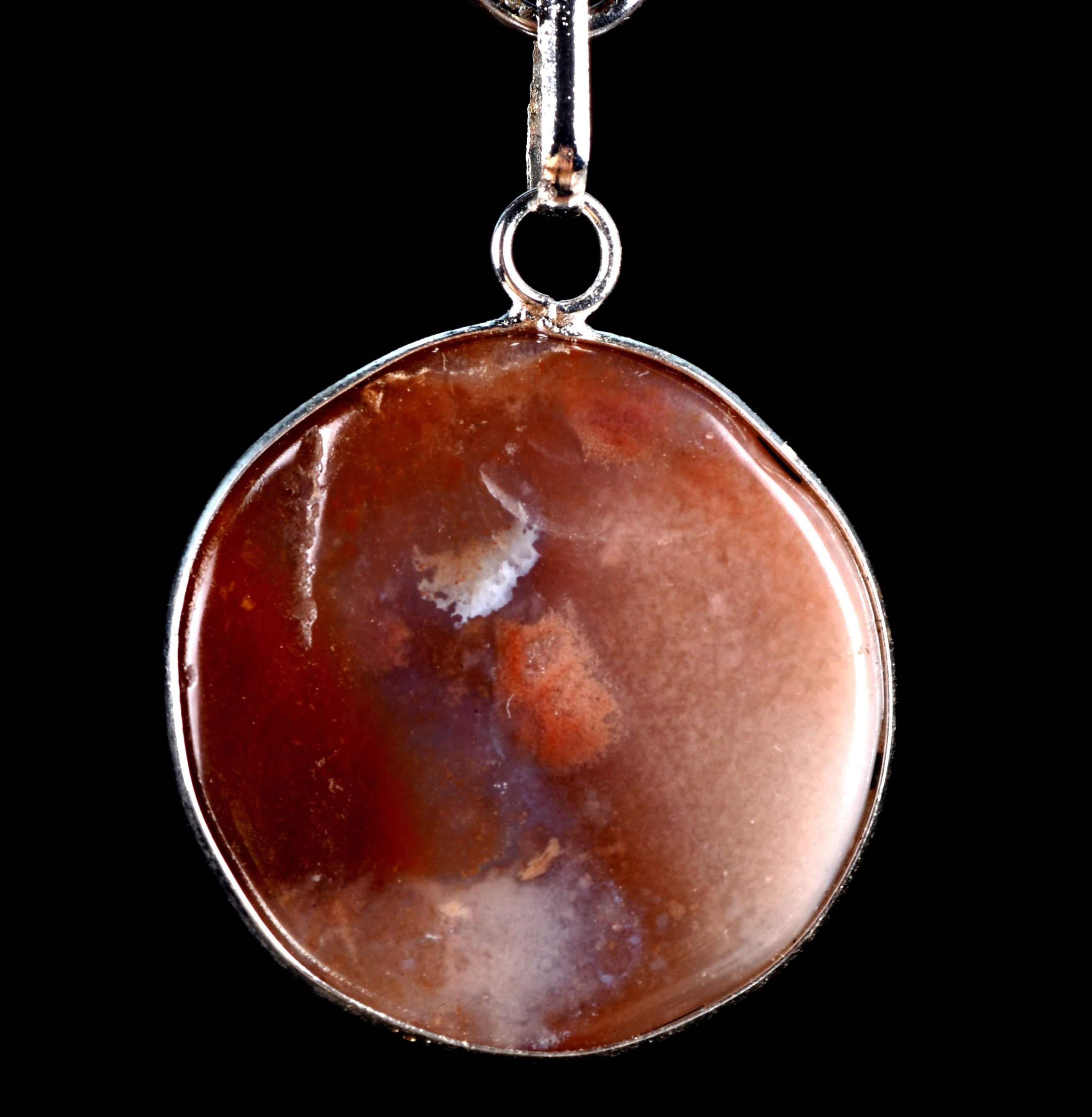 Rare old Mystic Carnelian natural  pendant  for strength courage creativity #7744