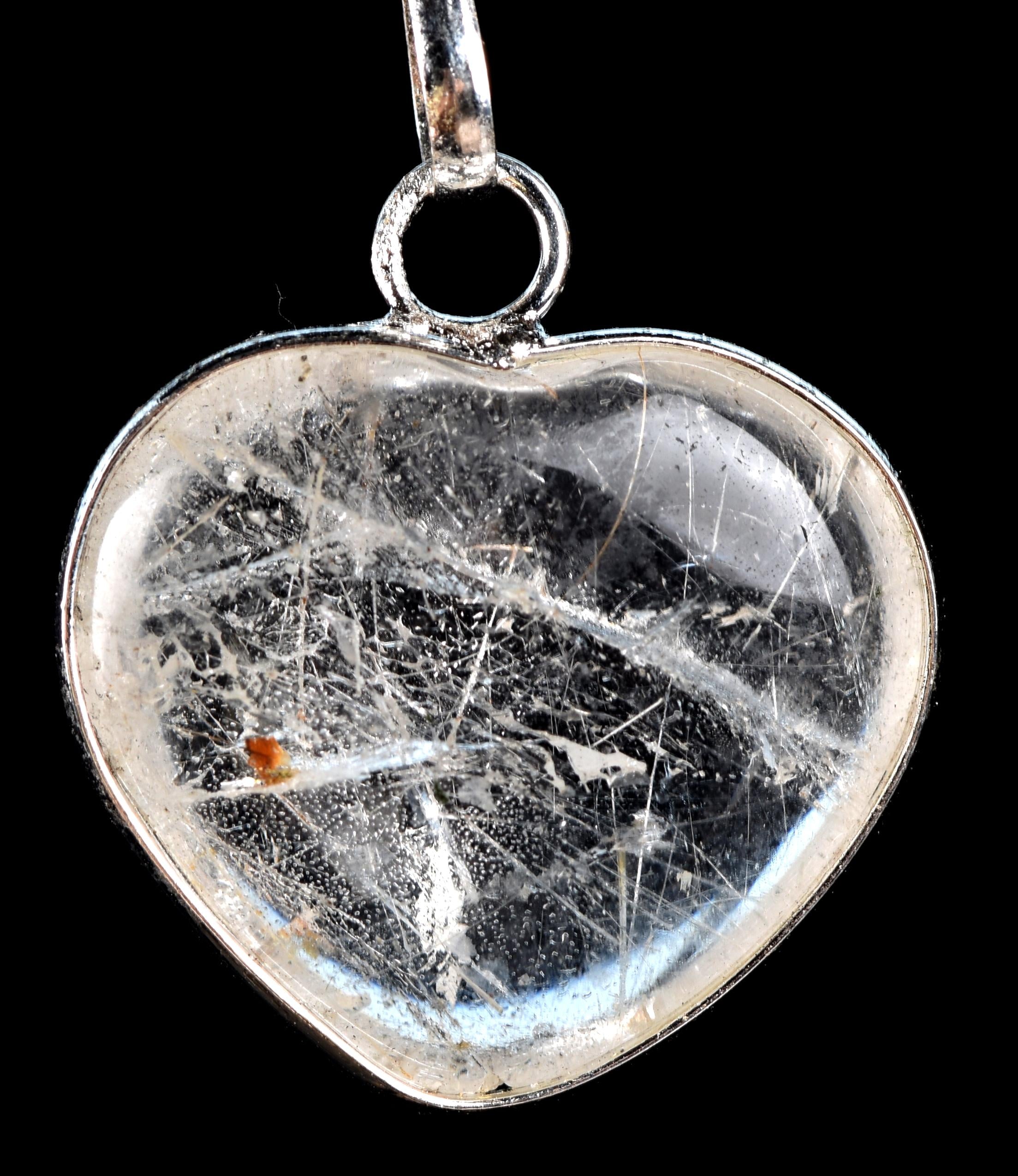 satyaloka golden ,silver mystic rutile  heart  cleans aura,scrying,spiritual inspiration pendant  #7757