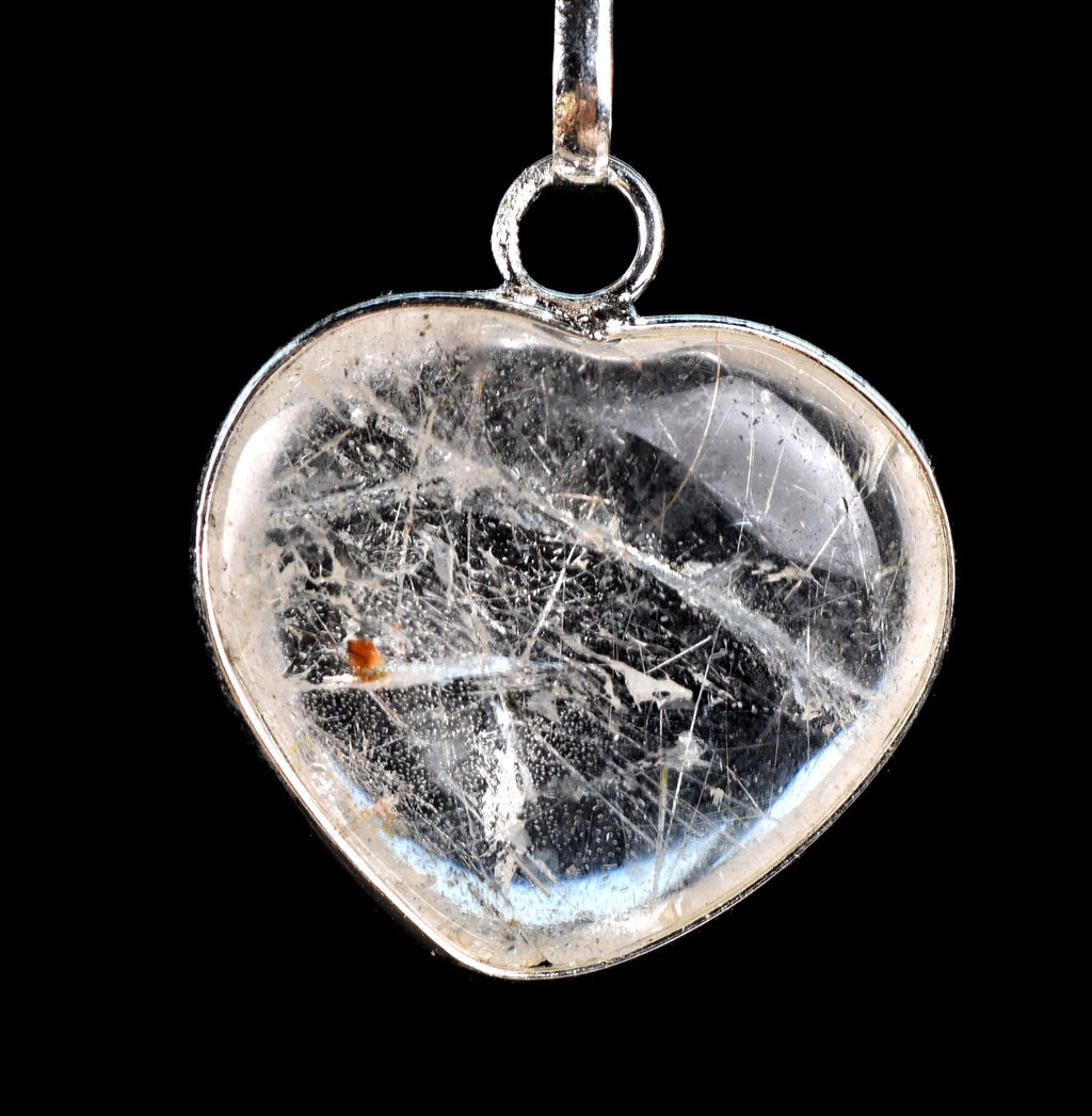 satyaloka golden ,silver mystic rutile  heart  cleans aura,scrying,spiritual inspiration pendant  #7757
