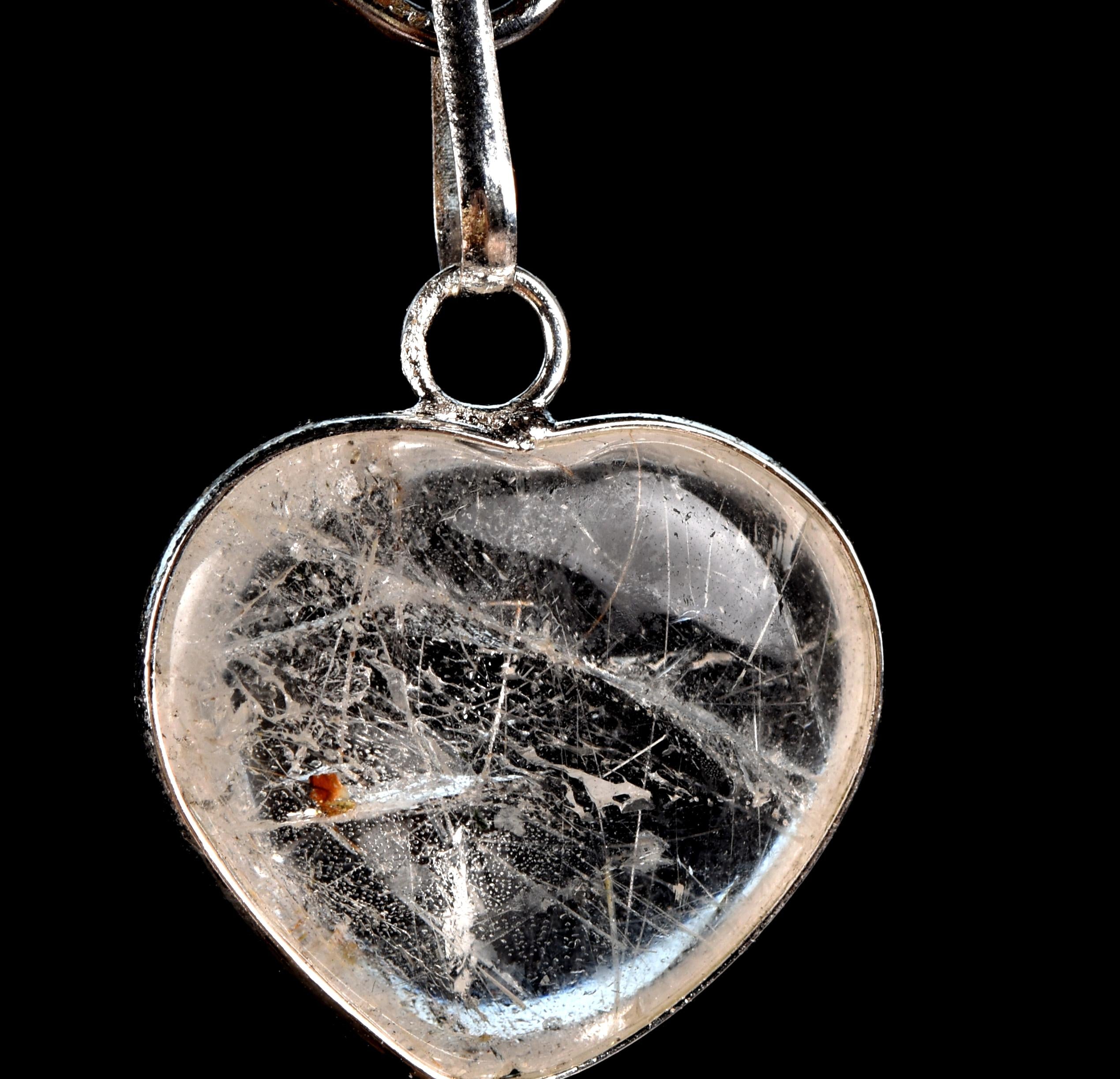 satyaloka golden ,silver mystic rutile  heart  cleans aura,scrying,spiritual inspiration pendant  #7757