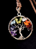 Satyaloka  ,multi gem tree of life pendant with cotton cord # 7759