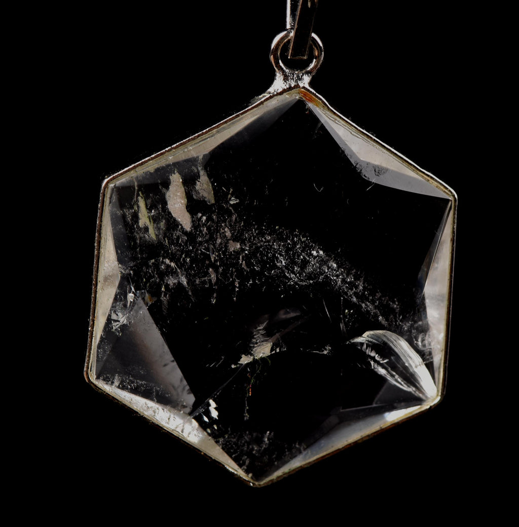 satyaloka Quartz Hexagonal Star Pendant |  Facilitator Accelerator| Hexagram | Sacred Geometry 7792
