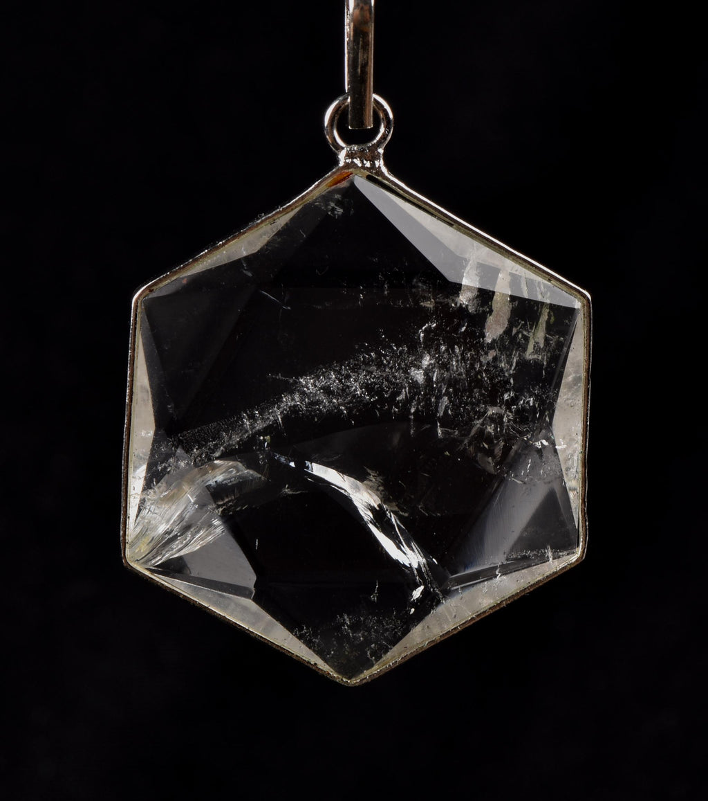 satyaloka Quartz Hexagonal Star Pendant |  Facilitator Accelerator| Hexagram | Sacred Geometry 7792