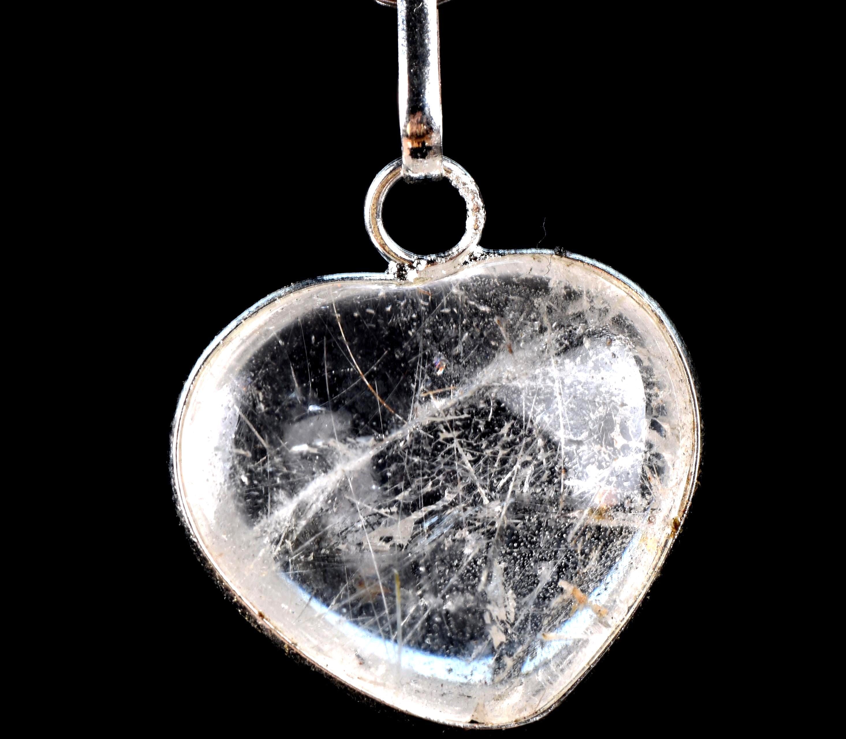 satyaloka golden ,silver mystic rutile  heart  cleans aura,scrying,spiritual inspiration pendant  #7757