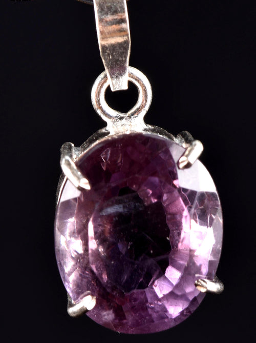 Amethyst sterling silver faceted pendant   Far-infrared radiation negative ion emission #6661