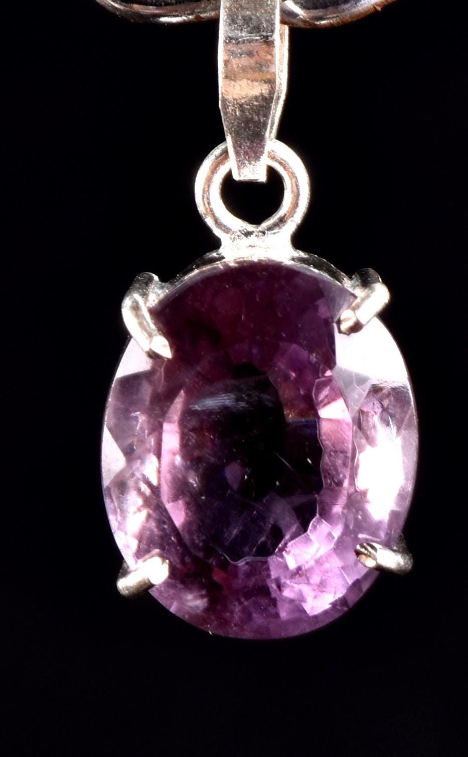 Amethyst sterling silver faceted pendant   Far-infrared radiation negative ion emission #6661