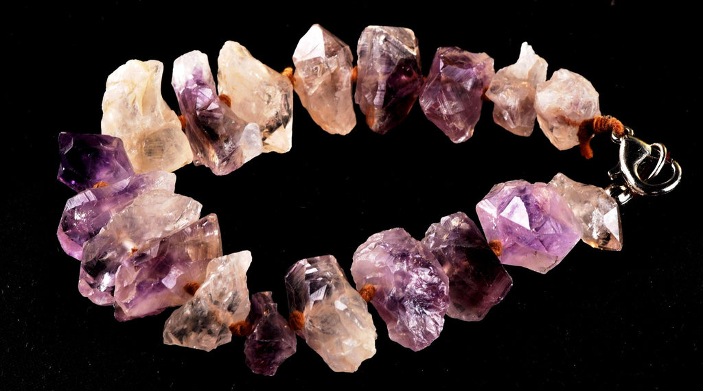 Satyaloka  with amethyst hue  High frequency synergy 12 healing  bliss crystal bracelet   #7079