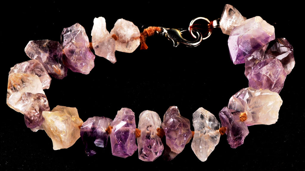 Satyaloka  with amethyst hue  High frequency synergy 12 healing  bliss crystal bracelet   #7079