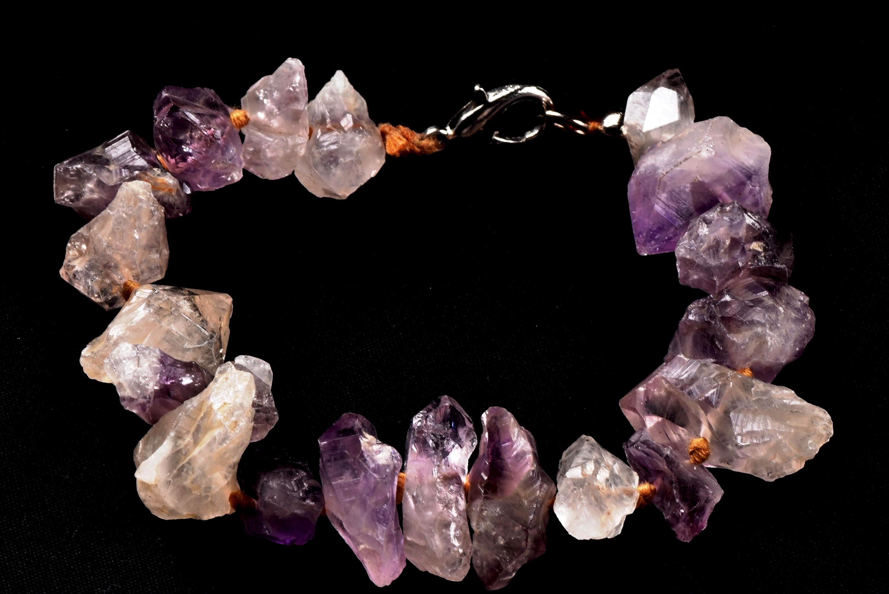 Satyaloka  with amethyst hue  High frequency synergy 12 healing  bliss crystal bracelet   #7079
