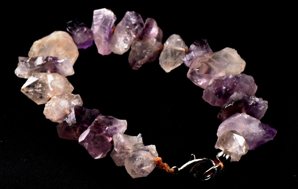 Satyaloka  with amethyst hue  High frequency synergy 12 healing  bliss crystal bracelet   #7079