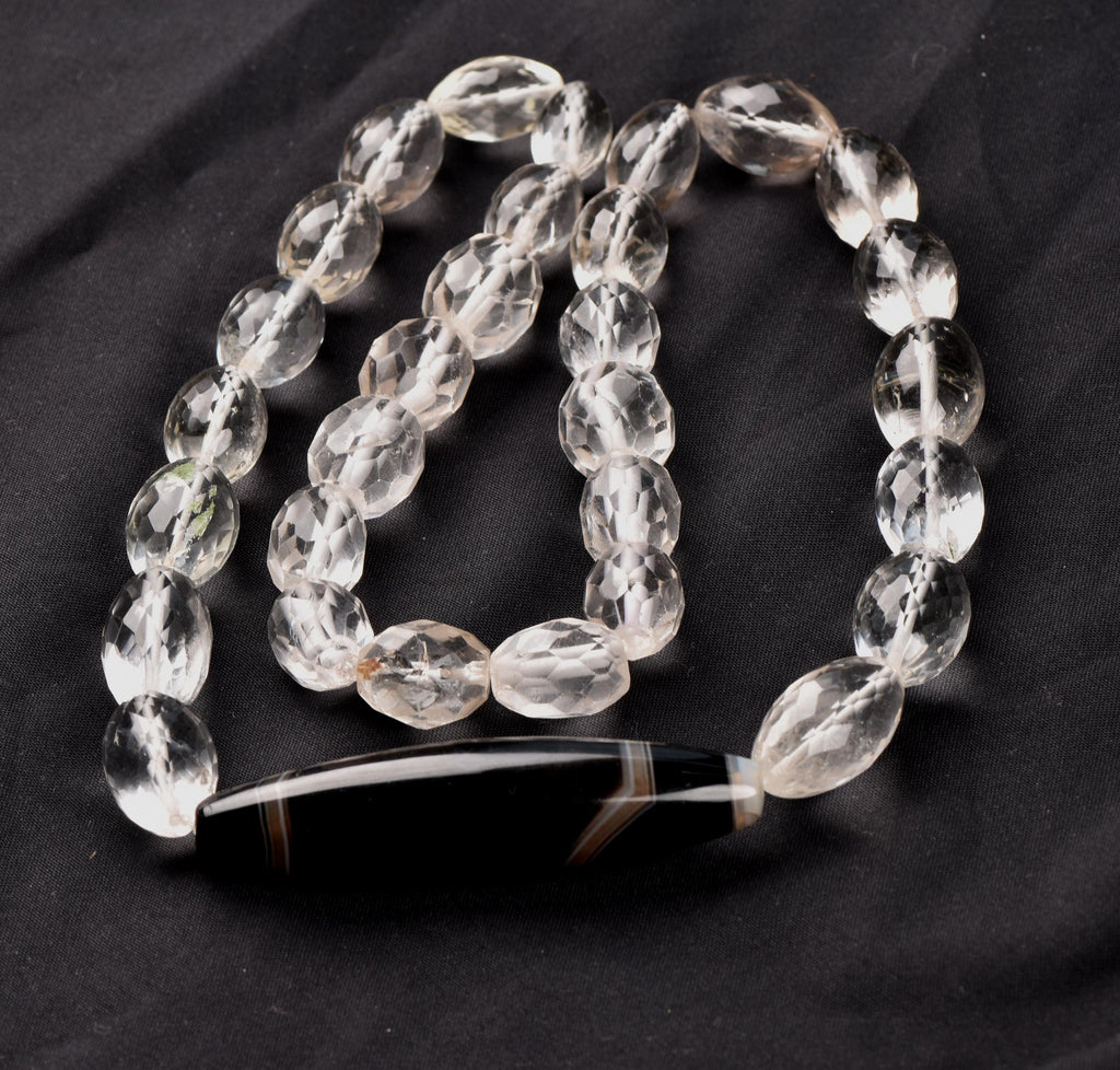 Satyaloka faceted   necklace with dzi,sulemani center bead  synergy 12  #7771