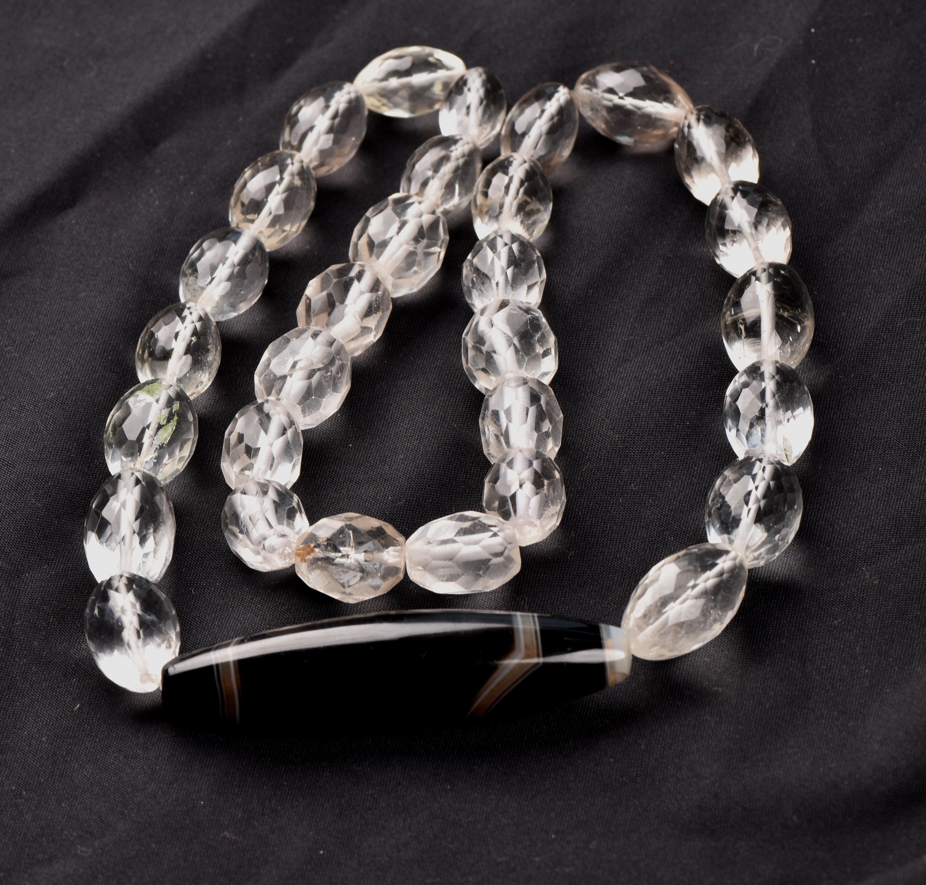Satyaloka faceted   necklace with dzi,sulemani center bead  synergy 12  #7771