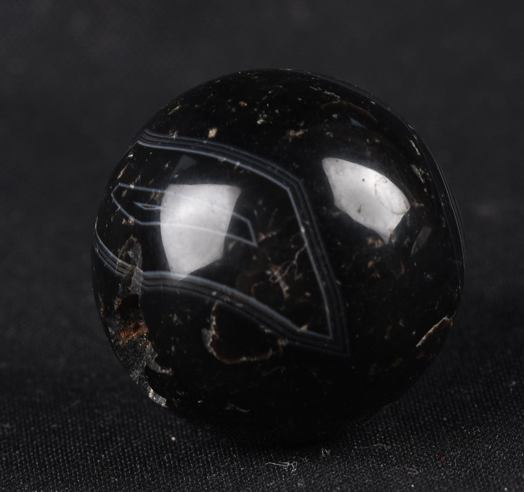 Mystic old  black Sulemani  stone/dzi bead / bhaisajyaguru  shaman ''eye of horus'' protection reach patina  #7815