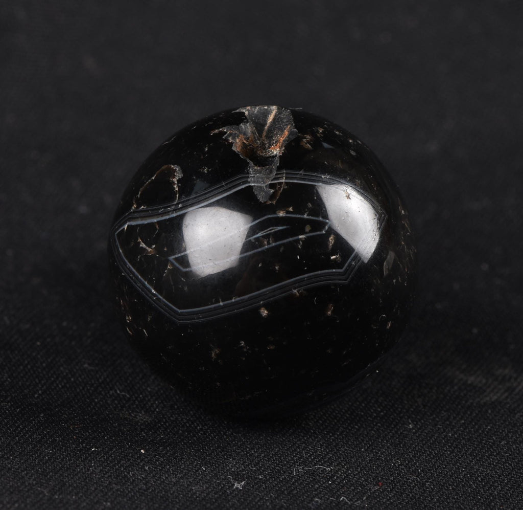 Mystic old  black Sulemani  stone/dzi bead / bhaisajyaguru  shaman ''eye of horus'' protection reach patina  #7815