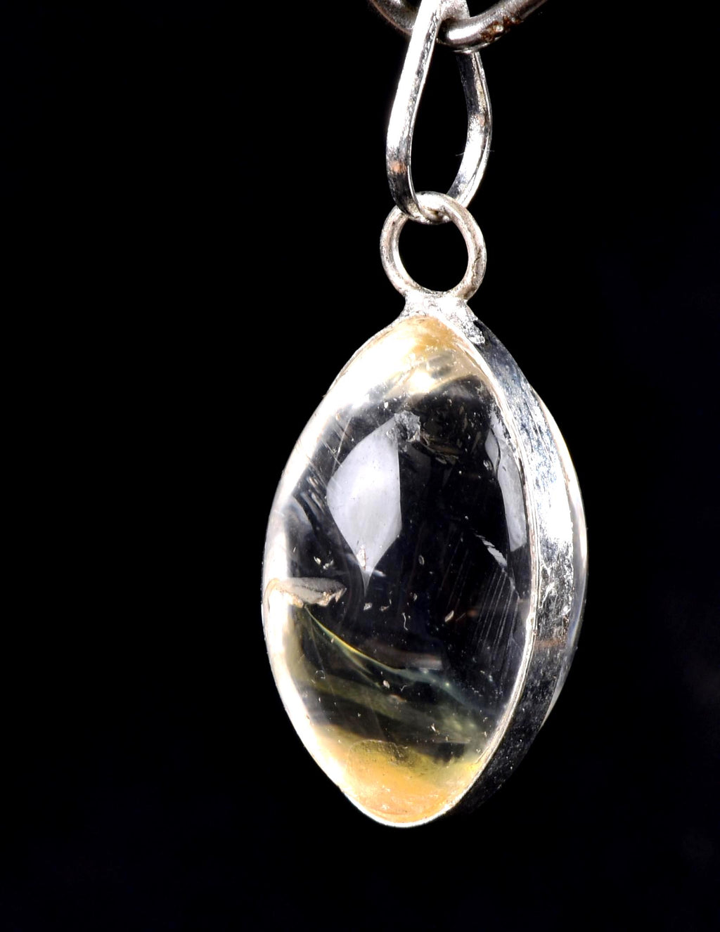 Satyaloka  quartz  tiny Lingam silver pendant  High frequency synergy 12 crystal ''sat-chit -ananda  #7834