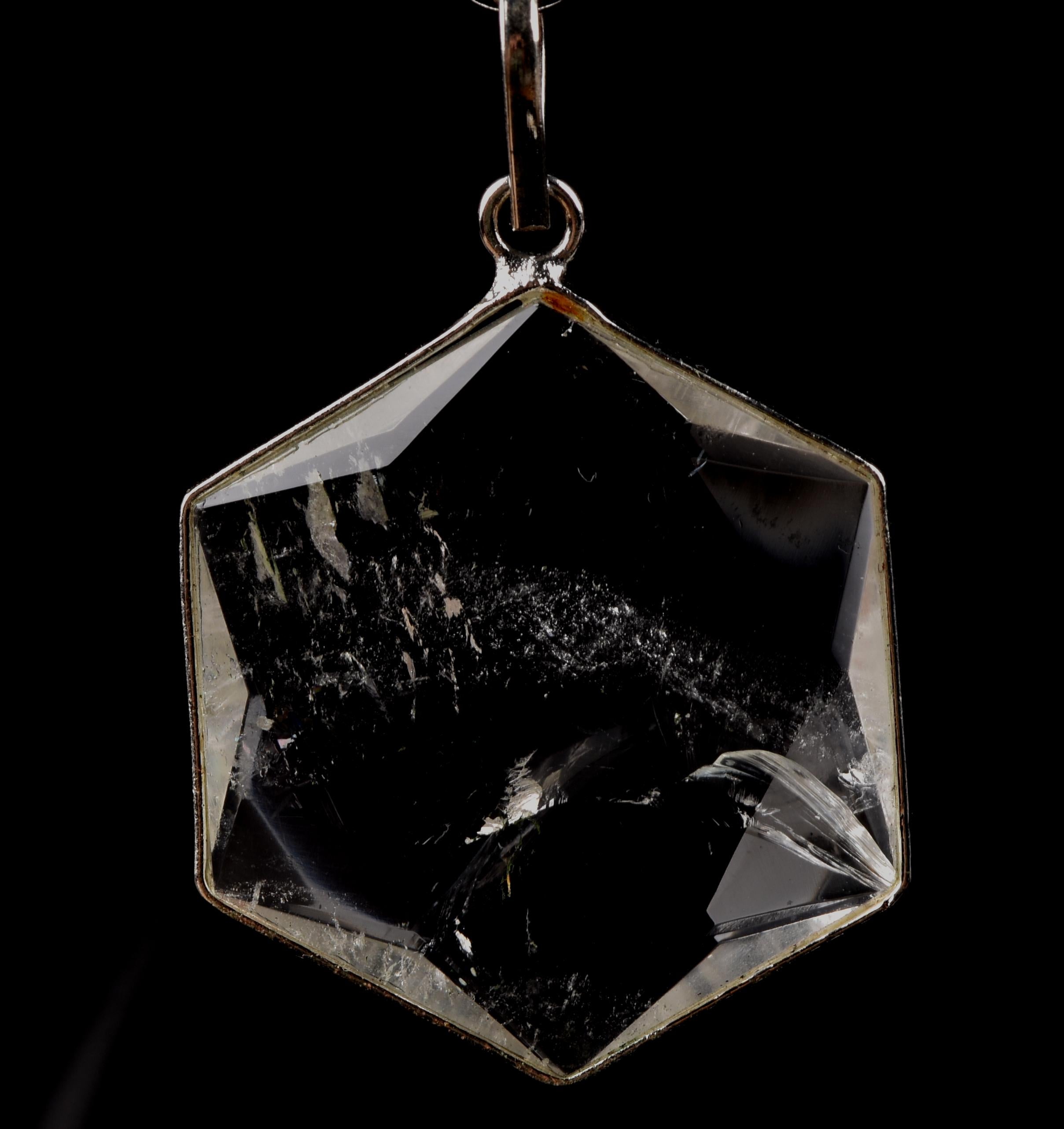 satyaloka Quartz Hexagonal Star Pendant |  Facilitator Accelerator| Hexagram | Sacred Geometry 7792