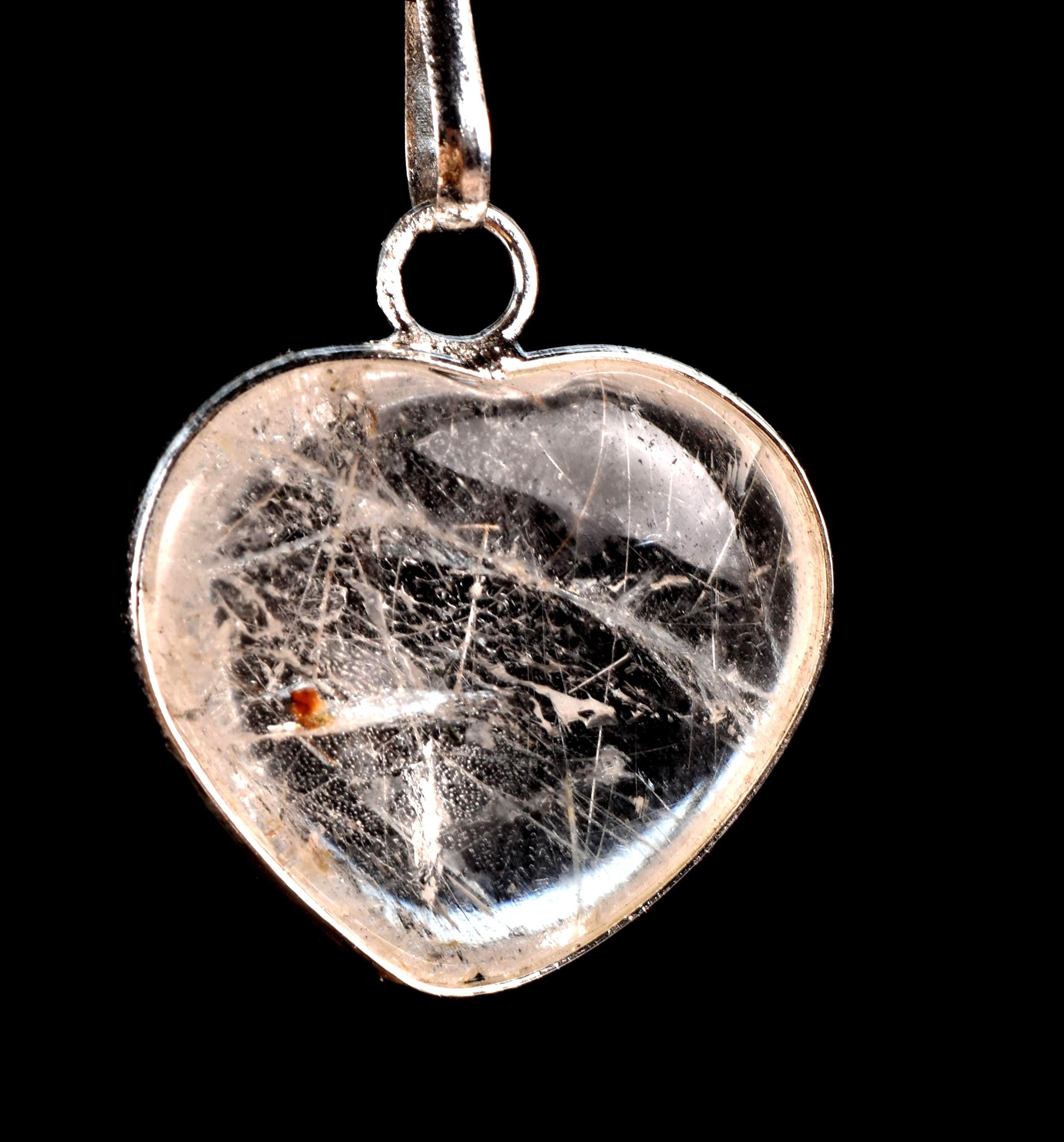 satyaloka golden ,silver mystic rutile  heart  cleans aura,scrying,spiritual inspiration pendant  #7757