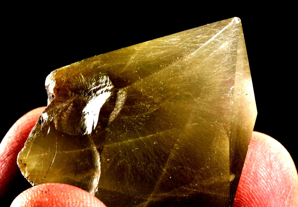 Himalayan green Chlorite crystal with golden rutile lodolite inclusion#7064
