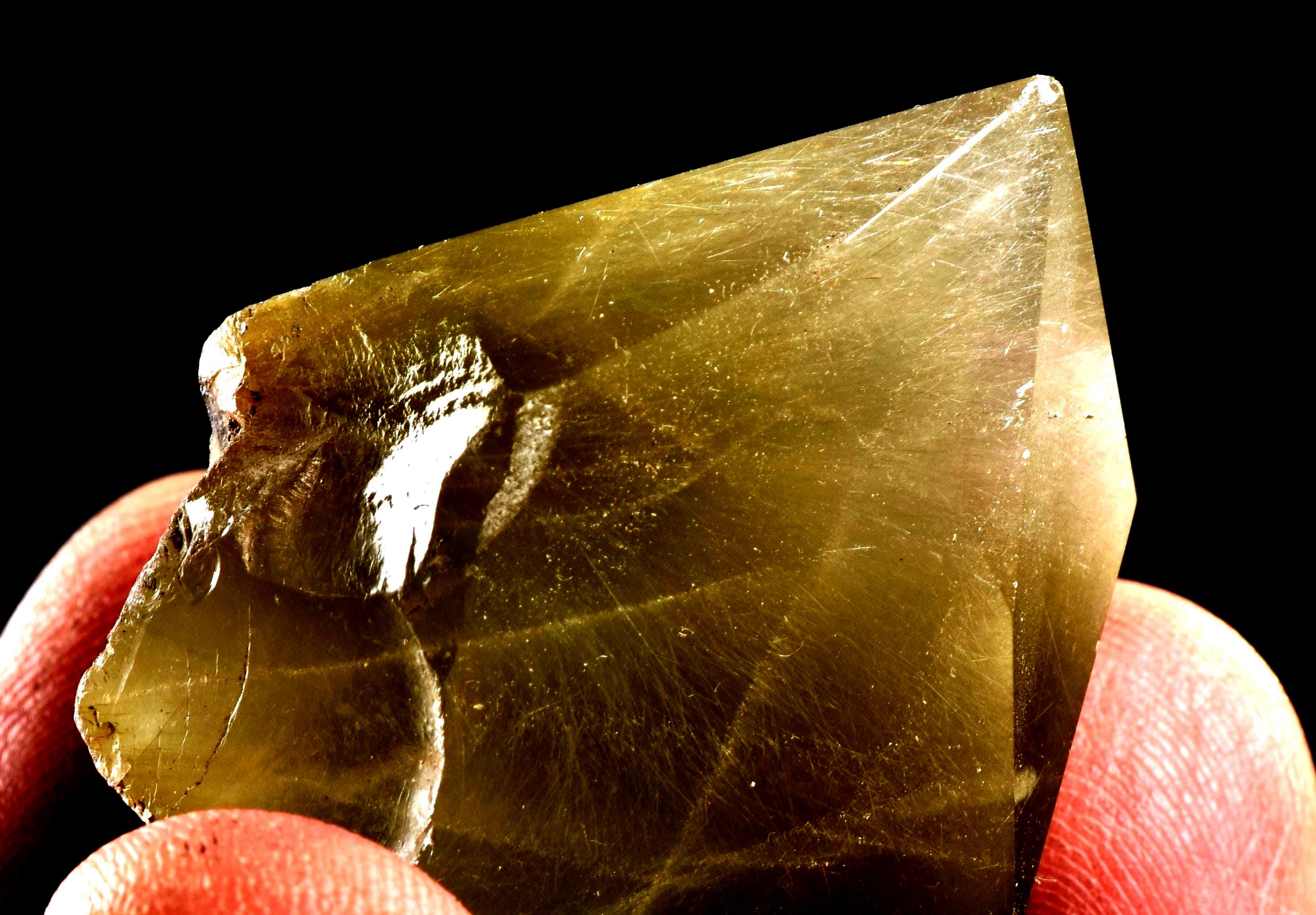 Himalayan green Chlorite crystal with golden rutile lodolite inclusion#7064